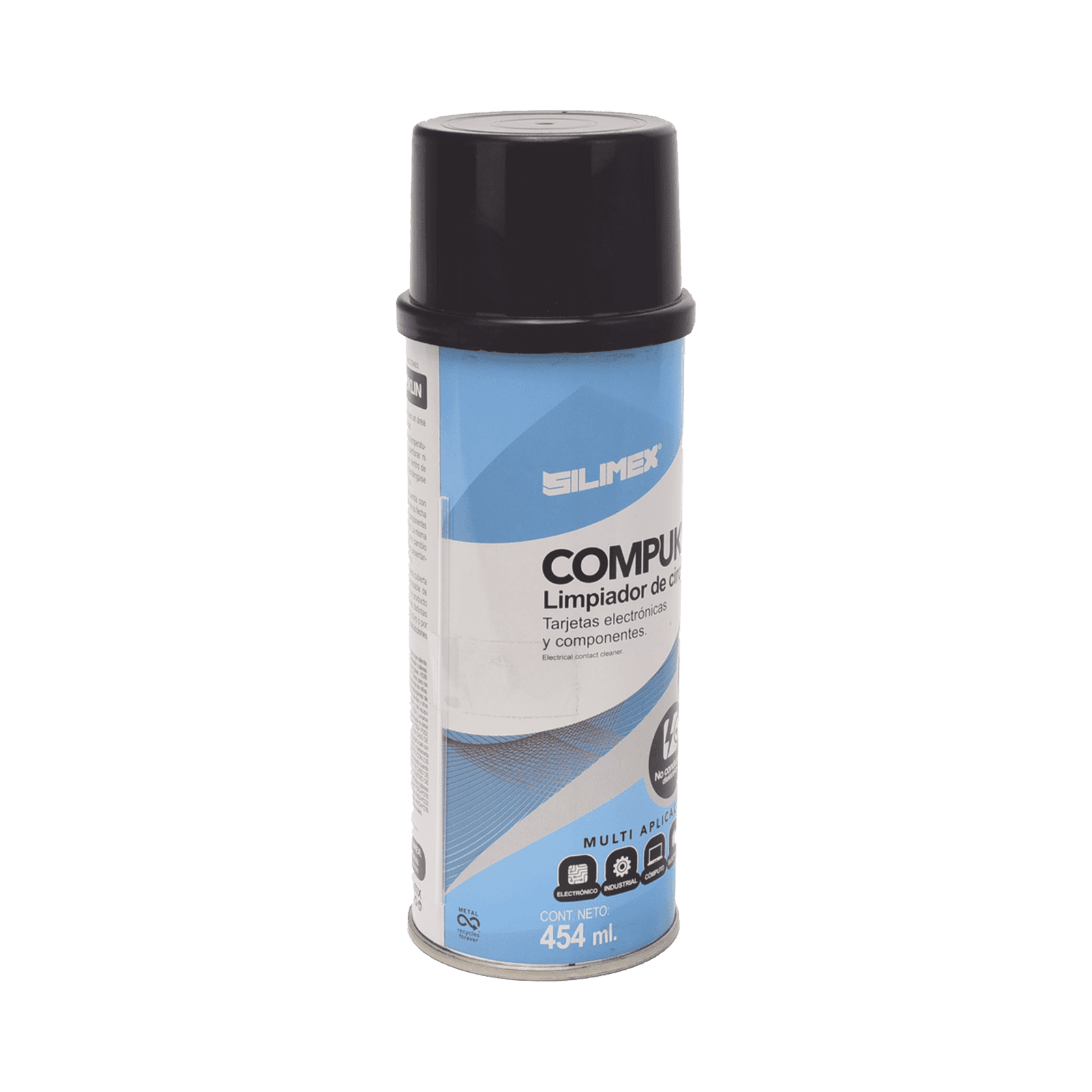 Limpiador desengrasante en aerosol dielectrico, para tarjetas electrónicas y circuitos, bote 454 ml COMPUKLIN - SILIMEX