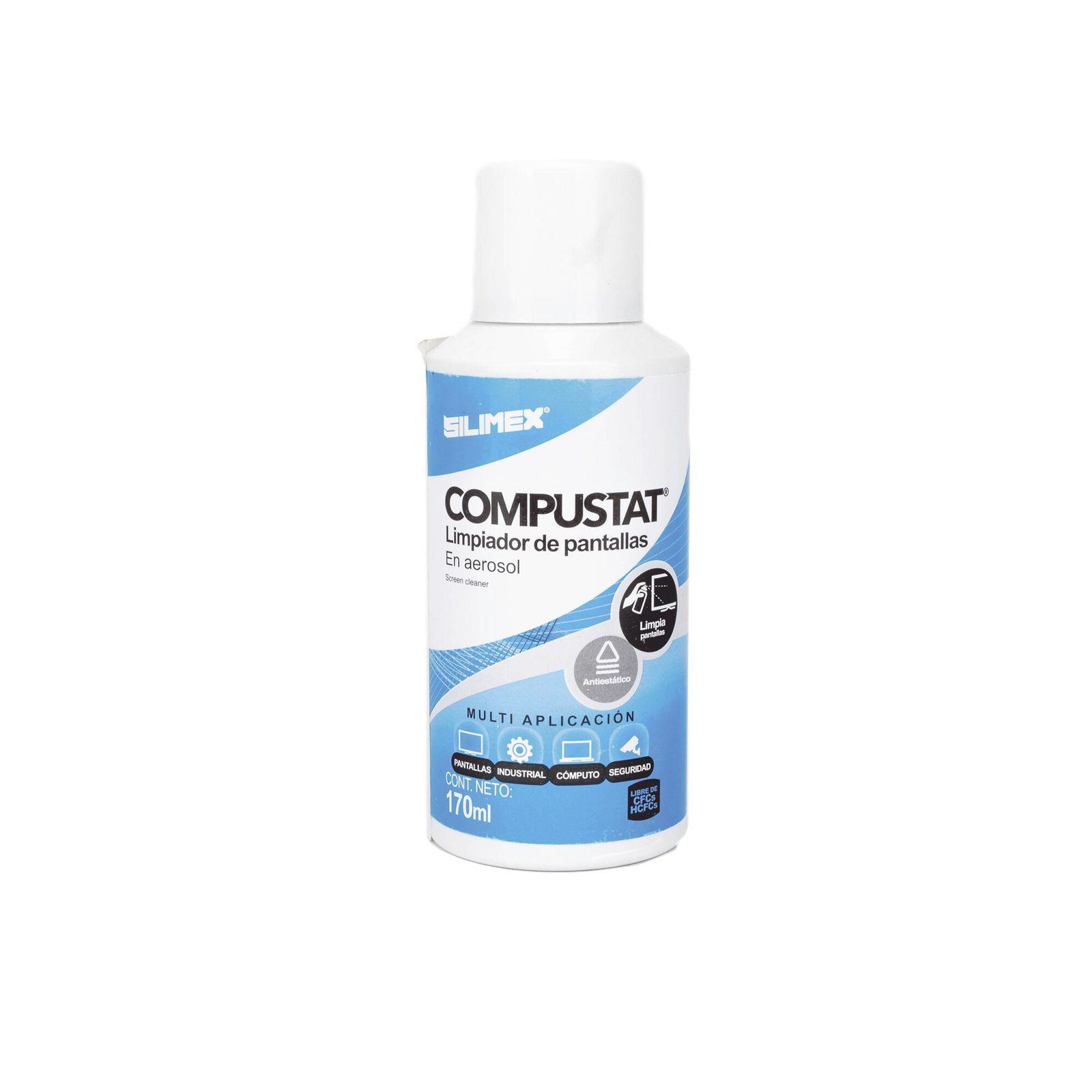 Limpiador de pantallas y cámaras, protector anti-estático en aerosol, con protección contra rayos UV, repelente de polvo, 170 ml COMPUSTAT - SILIMEX