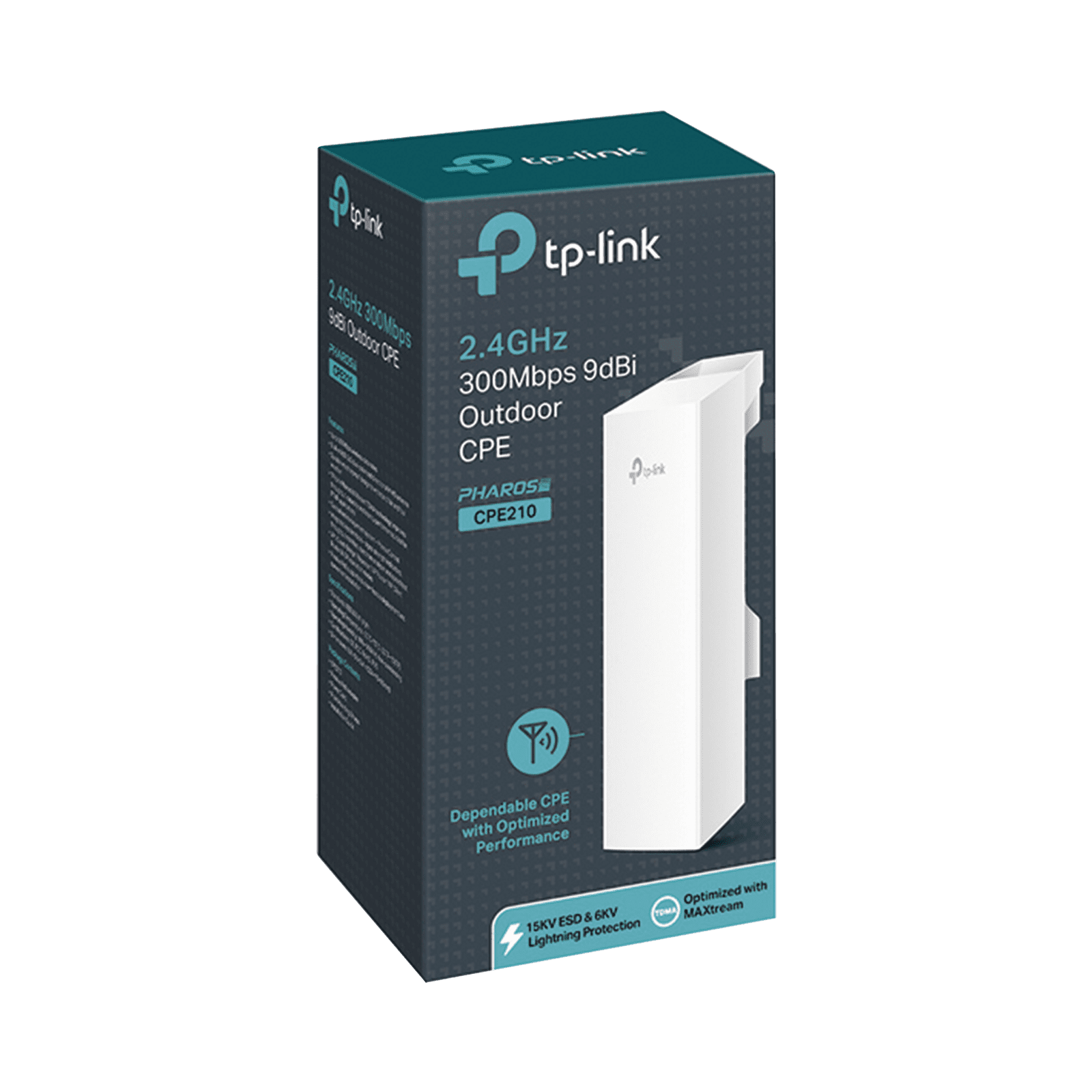 Punto de Acceso WI-Fi N 300Mbps en 2.4GHz, 2 antenas integradas de 9dBi, MIMO 2X2. CPE210 - TP-LINK