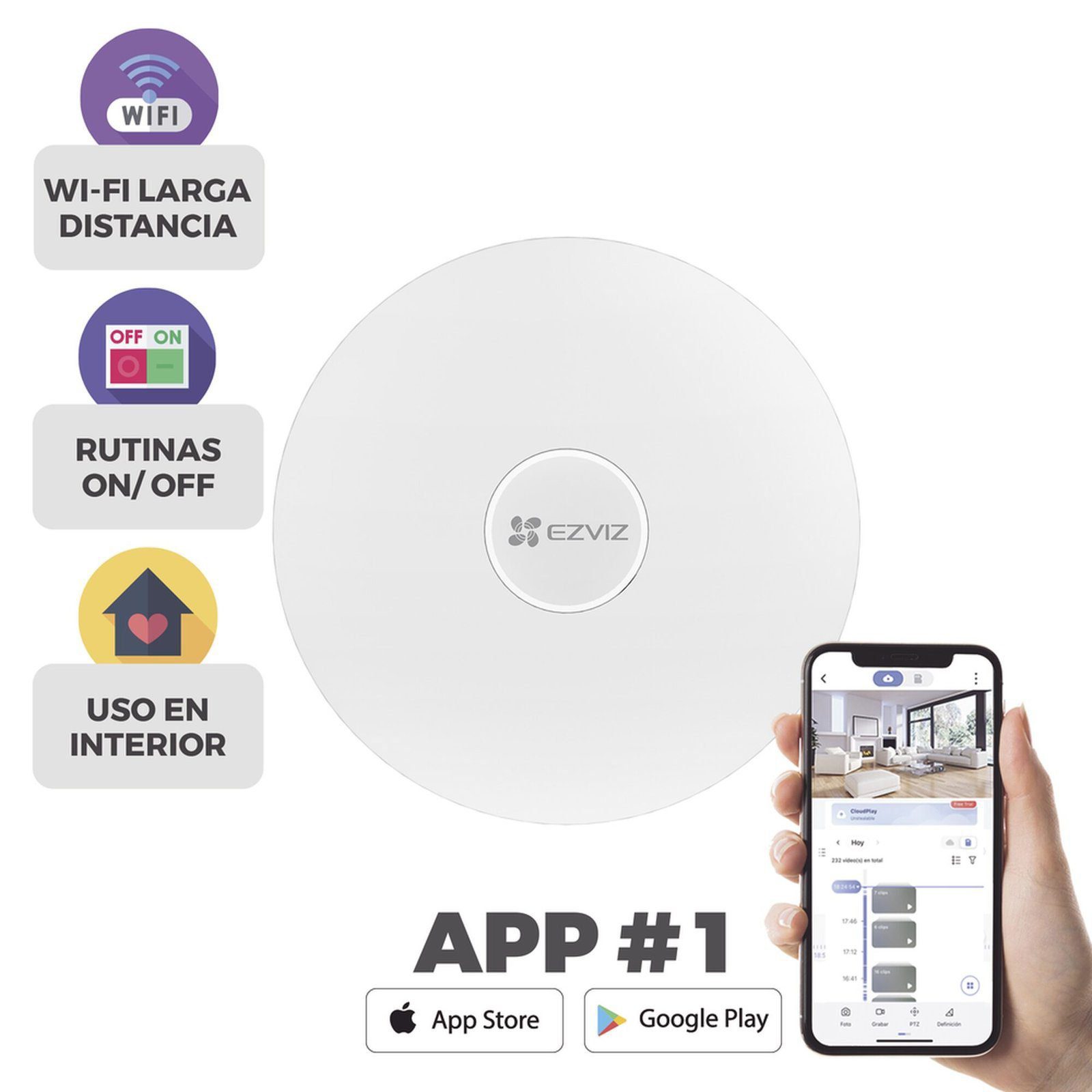 Hub Wi-Fi Para Sensores de Alarma / Soporta Hasta 32 Dispositivos / Configuración Mediante App EZVIZ / Protocolo Zigbee Para Vincular Accesorios / Alertas de Eventos Al  Instante CS-A3 - EZVIZ