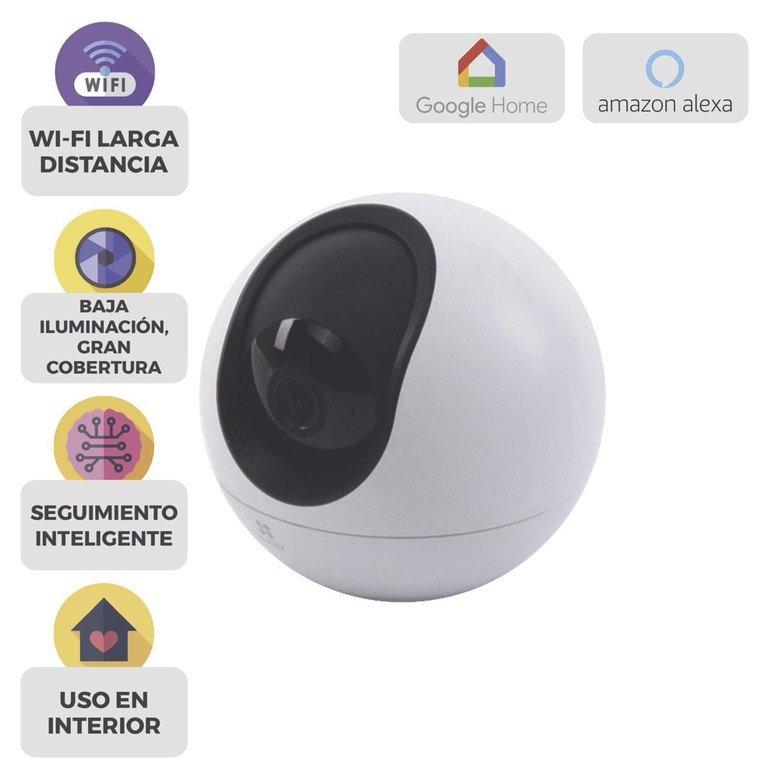 Mini PT IP 3K (5 Megapixel) / Wi-Fi / Detección Humana y Mascotas / Doble Banda 2.4- 5G / Seguimiento Inteligente / Audio de Dos Vías / Micro SD hasta 512GB / Uso Interior CS-H6 - EZVIZ