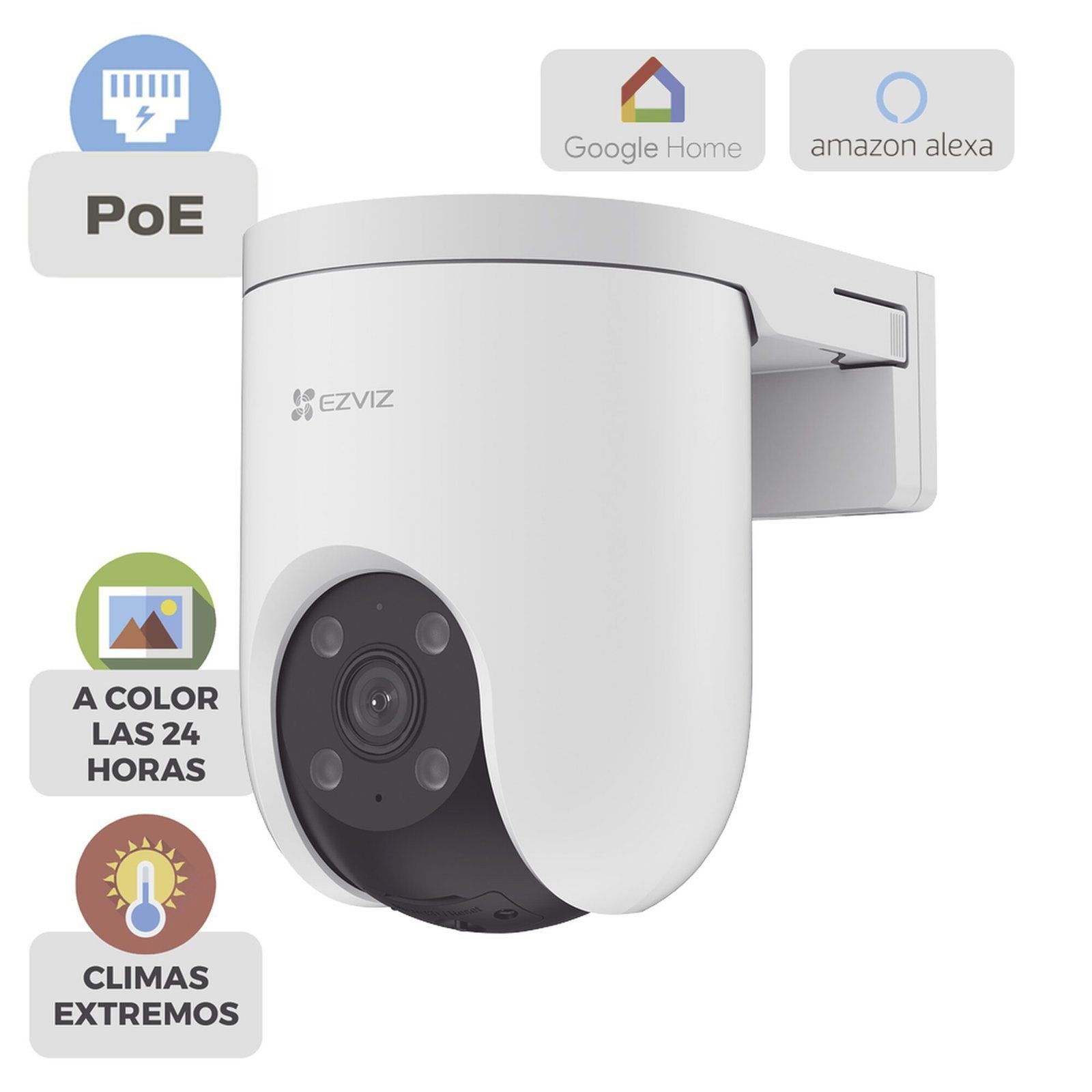 Cámara PT PoE / 3 Megapixel / PoE / Movimiento Panorámico de 360° / Preset / Seguimiento Inteligente / Detección Humana / Audio de Dos Vías CS-H8C/3MP/POE - EZVIZ