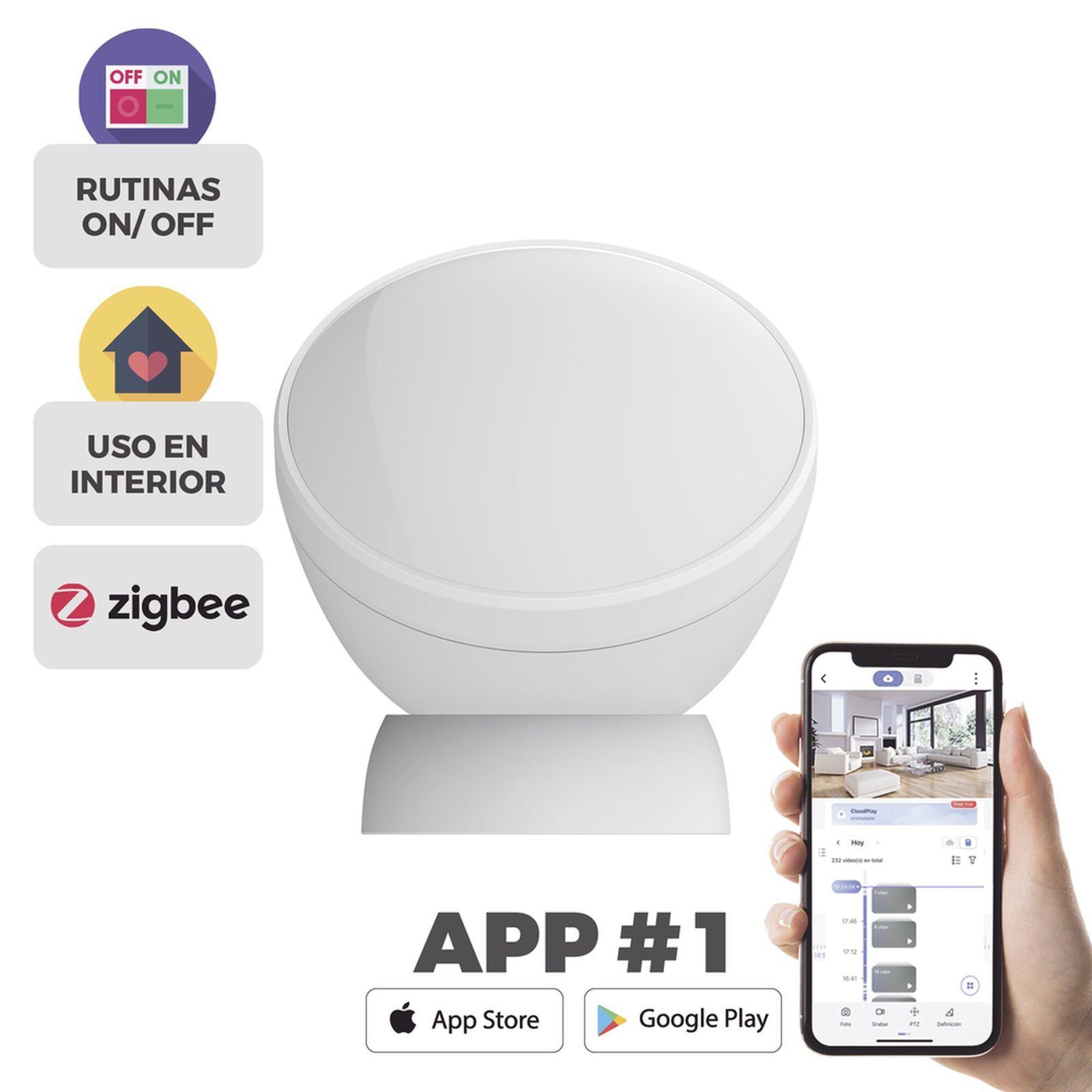 Sensor de Movimiento PIR Inteligente / Inalámbrico / Compatible con HUB CS-A3 / Cuenta con Inmunidad para Mascotas / Protocolo Zigbee CS-T1C - EZVIZ