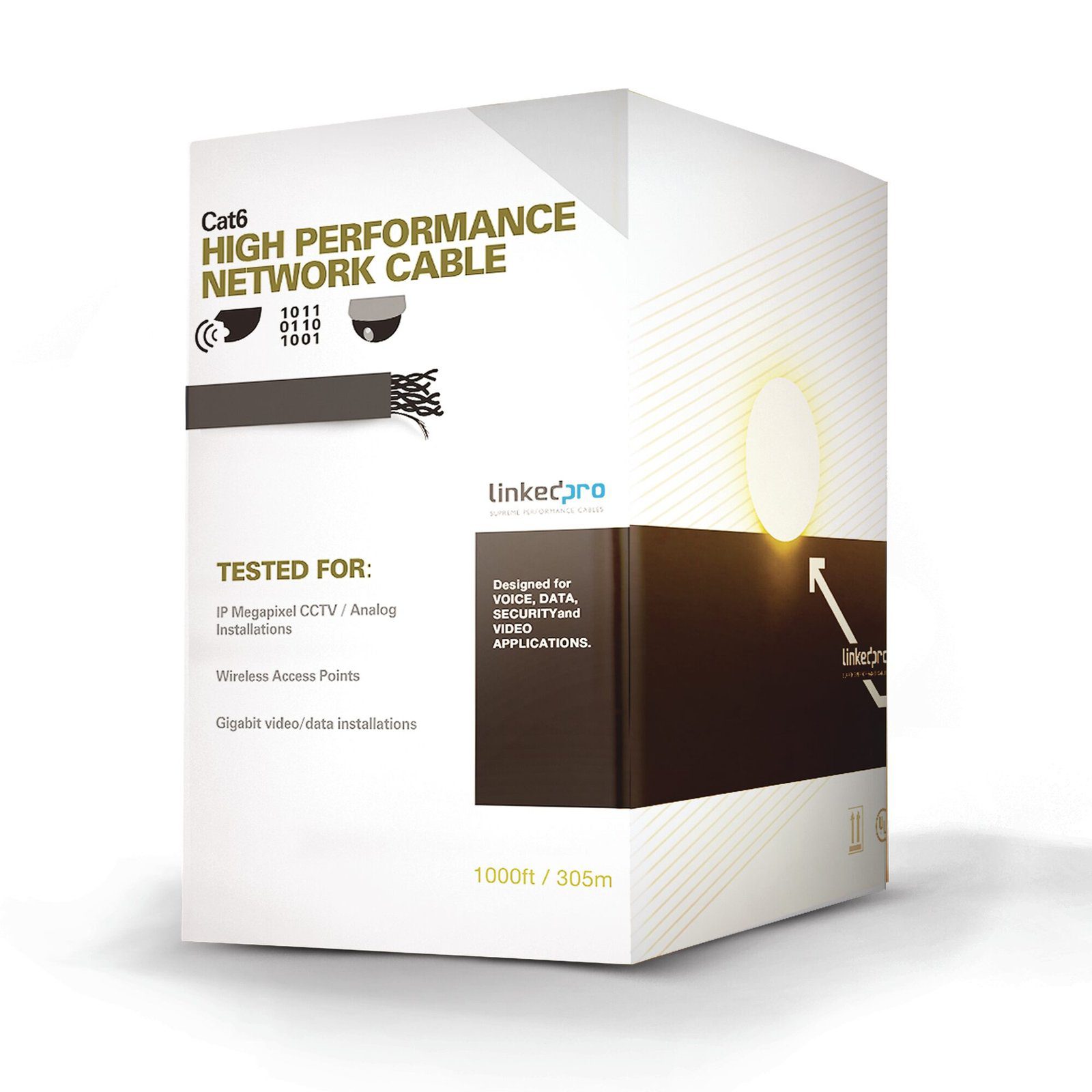 Cable Cat6+ CALIBRE 23, Intemperie con GEL DOBLE CHAQUETA, ETL, UL, color negro de 305 Metros, para Climas EXTREMOS PRO-CAT-6-GELX - LINKEDPRO BY EPCOM