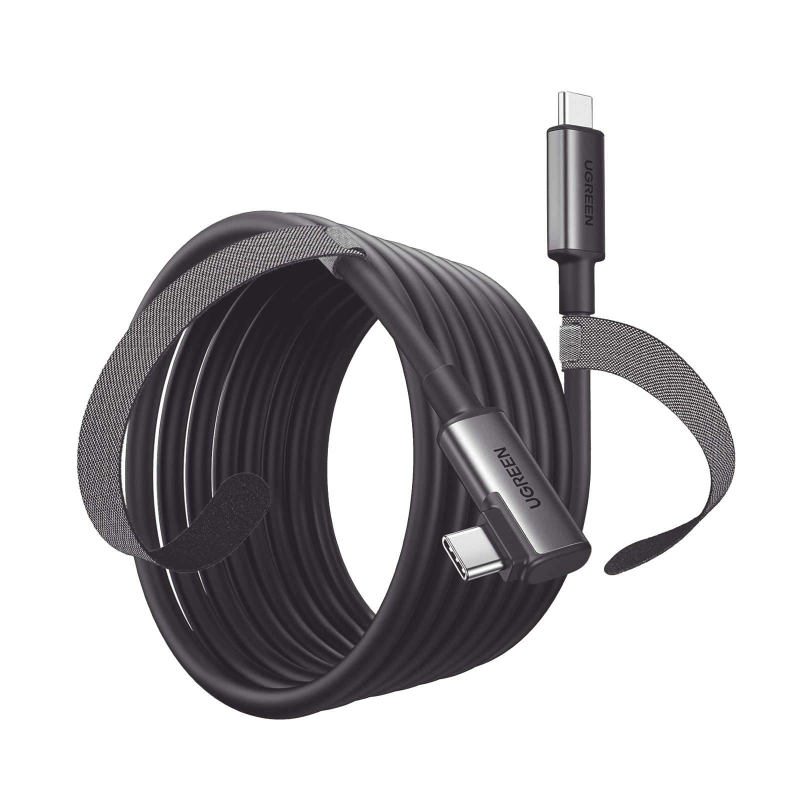 Cable USB-C a USB-C (Cable Link) | 5 metros (16 pies) |  Transferencia de Alta Velocidad | Carga Rápida | Un Extremo Angulado | Caja de Aluminio | Nylon Trenzado. 90629 - UGREEN