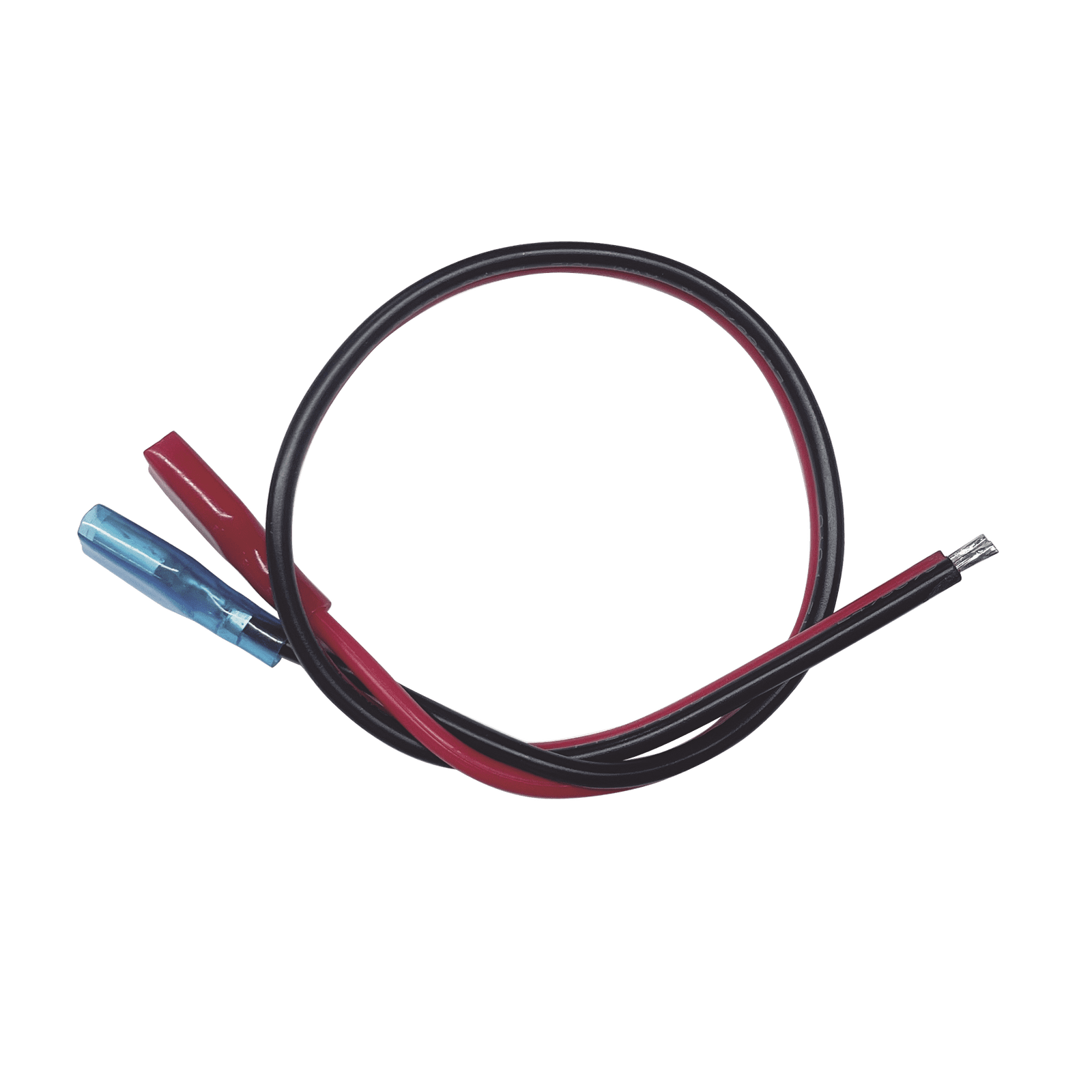 Cables en paquete dual / cable rojo y negro / 30 cm / terminal F1 en un extremo / puntas libres en el otro / Conexión a baterías de respaldo. CBRNF1P30D - EPCOM POWERLINE