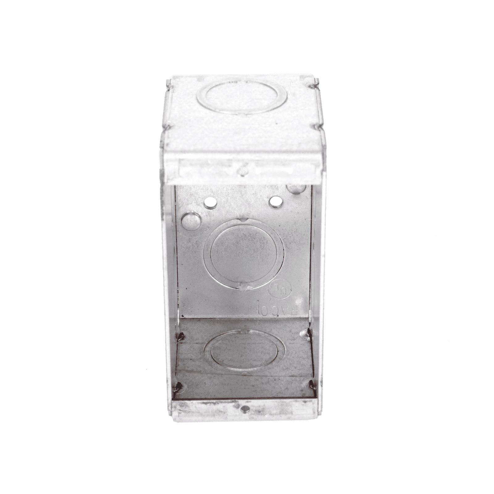 Caja (Chalupa )  Multigang de 1 Gang/ Profundidad de  2-1/2″/ 8 TKO (1/2″ y 3/4″). HUB-690 - RACO