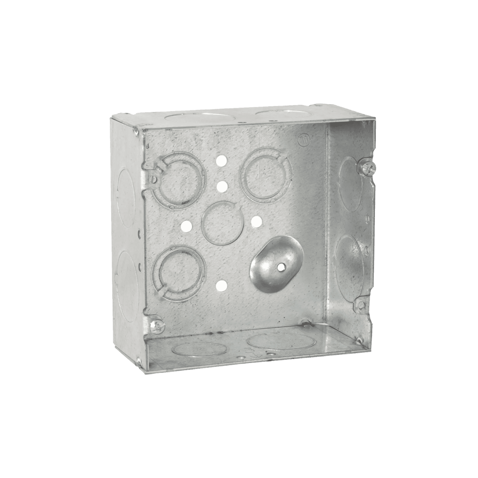 Caja Cuadrada 4 11/16″ x 4 11/16″/ Profundidad 2- 1/8″/ 4 Entradas 1″, 4 Entradas 3/4″, 1 Entrada 1/2″ y 3 TKO (1/2″-3/4″). HUB-265 - RACO