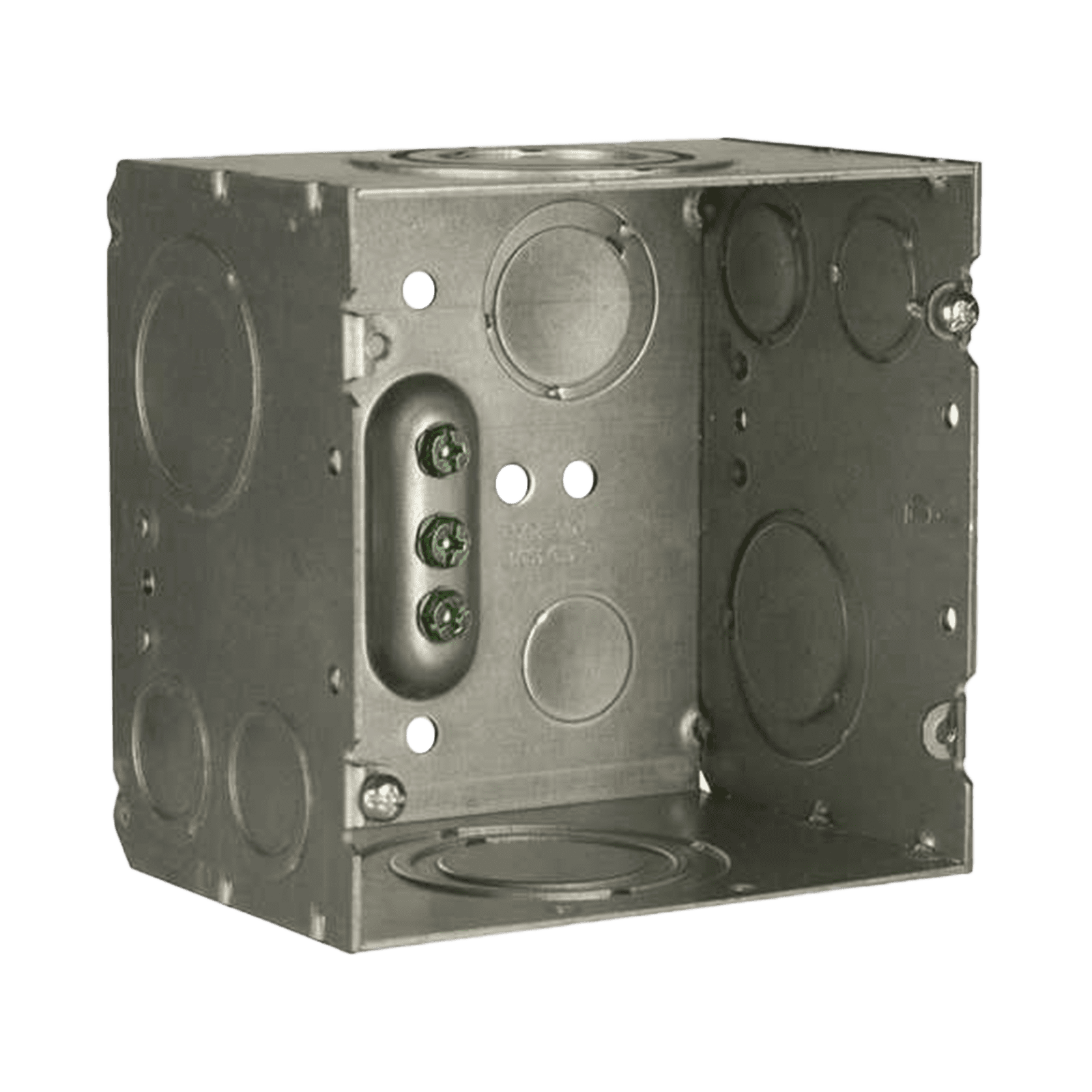 Caja Cuadrada 4- 11/16″ x 4 11/16″/ Profundidad de 3-1/4″/ 2 Entradas  1″, 1 1/4″, 1 1/2″, 2″, 2 Entradas 1″-1 1/4″, 2 Entradas 3/4 “- 1″, 4 Entradas 1/2″ – 3/4″, 2 Entradas 1/2”. HUB260 - RACO