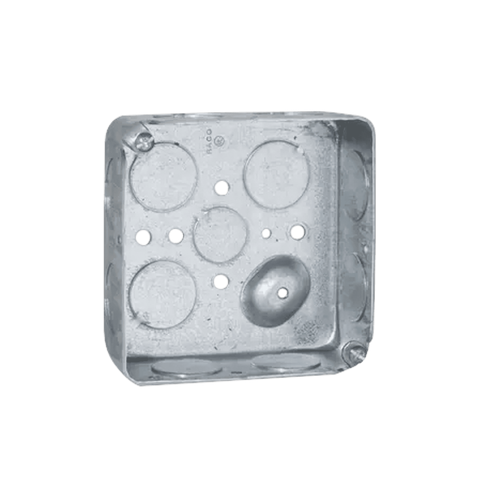 Caja Cuadrada 4 x 4″/Profundidad  1- 1/2″/ 11 Entradas de 3/4″ y 1 de 1/2″. HUB-191 - RACO