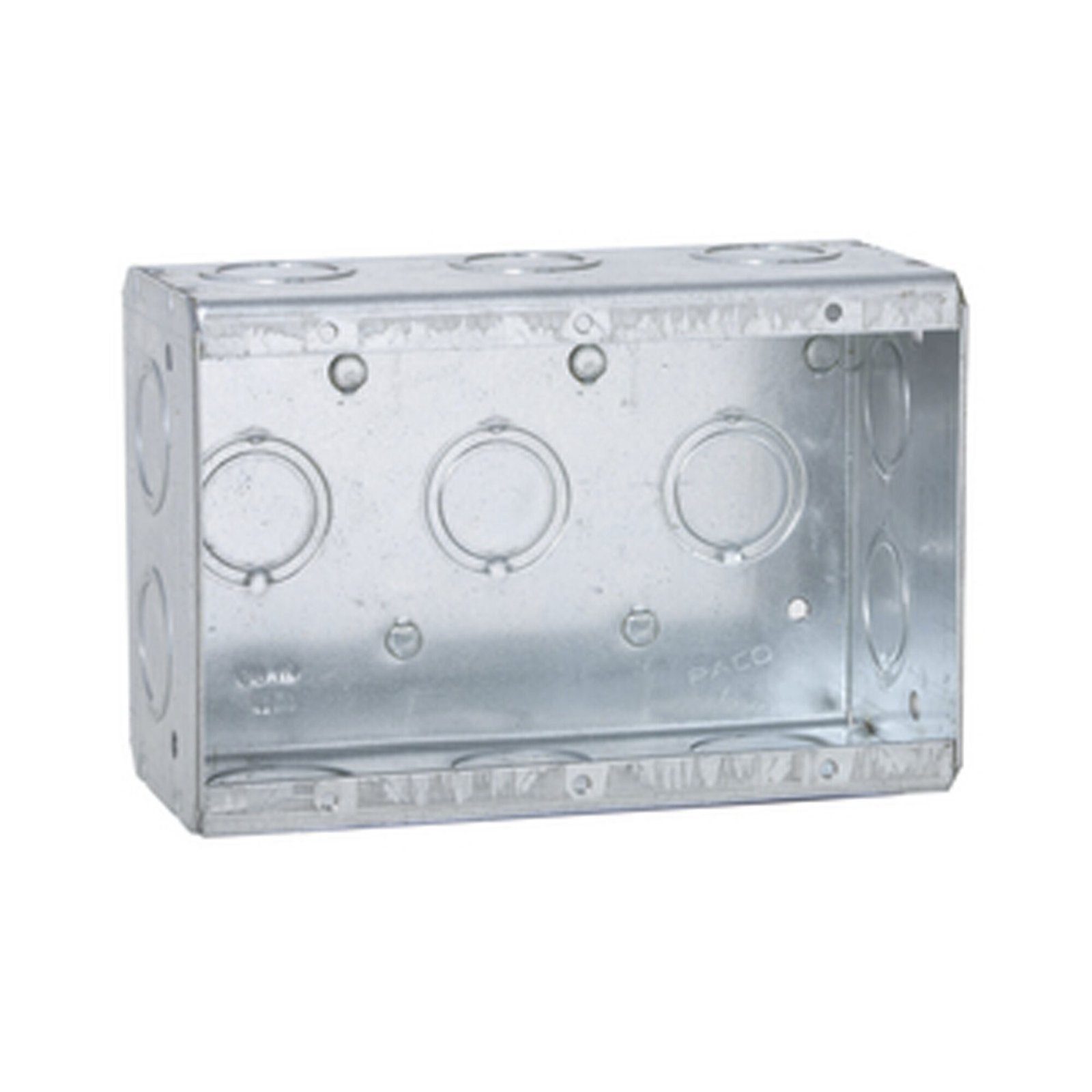 Caja Multigang de 3 Gangs / Profundidad de 2-1/2″ / 16 Entradas de 1/2″ y 3/4″. HUB-692 - RACO