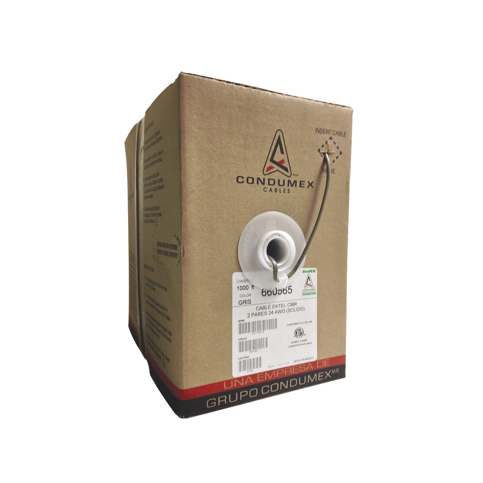 Caja de 1000 ft ( 305 m )  / 4 X 24 AWG / Cable TELEFÓNICO EK-TEL-CMR / Uso Interior 660565 - CONDUMEX