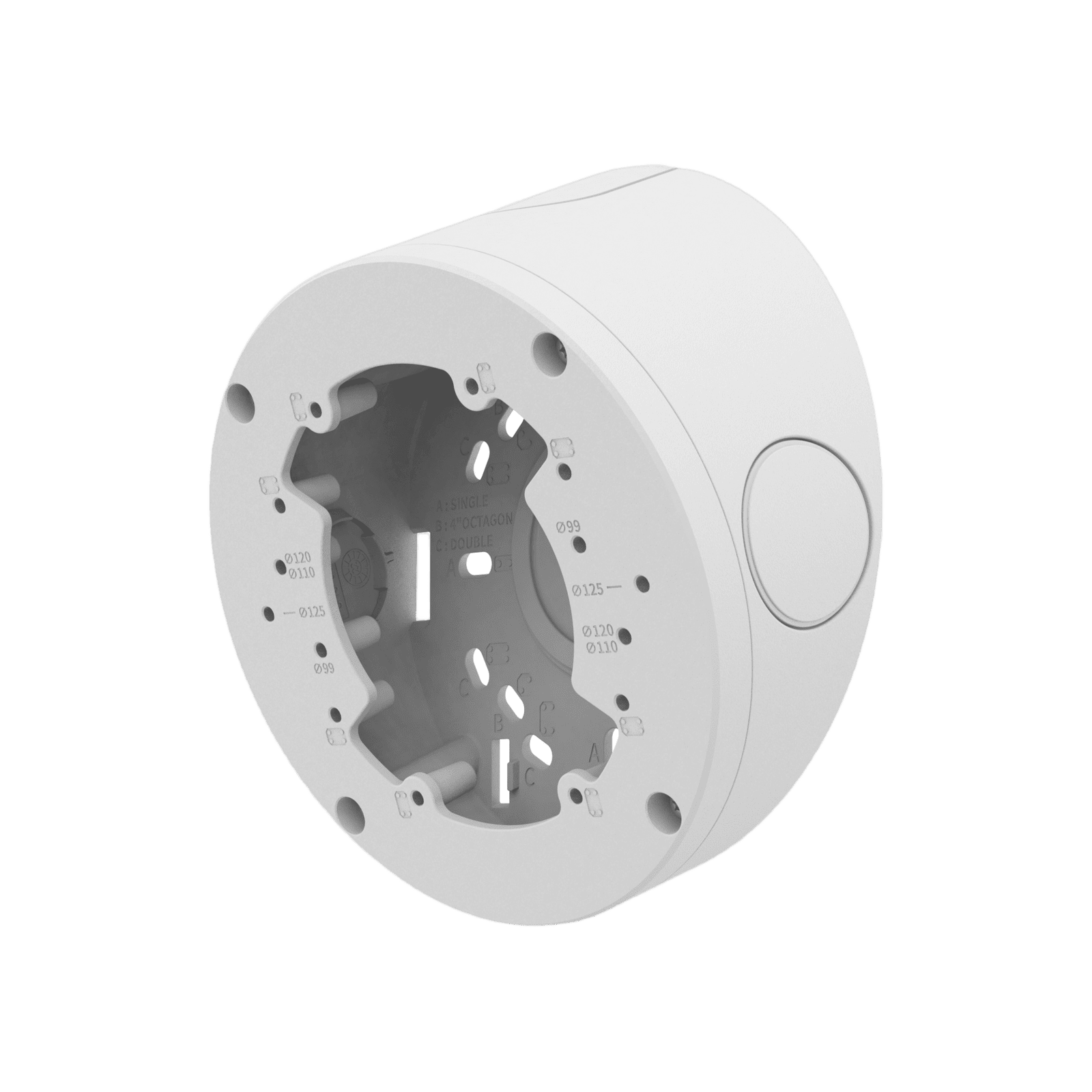 Caja de conexiones con inclinacion / Aluminio / Diámetro Ø143.8 x 81.1 mm / Blanco / Compatibilidad Múltiple / Peso 450g SBV-140TMW - Hanwha Techwin Wisenet