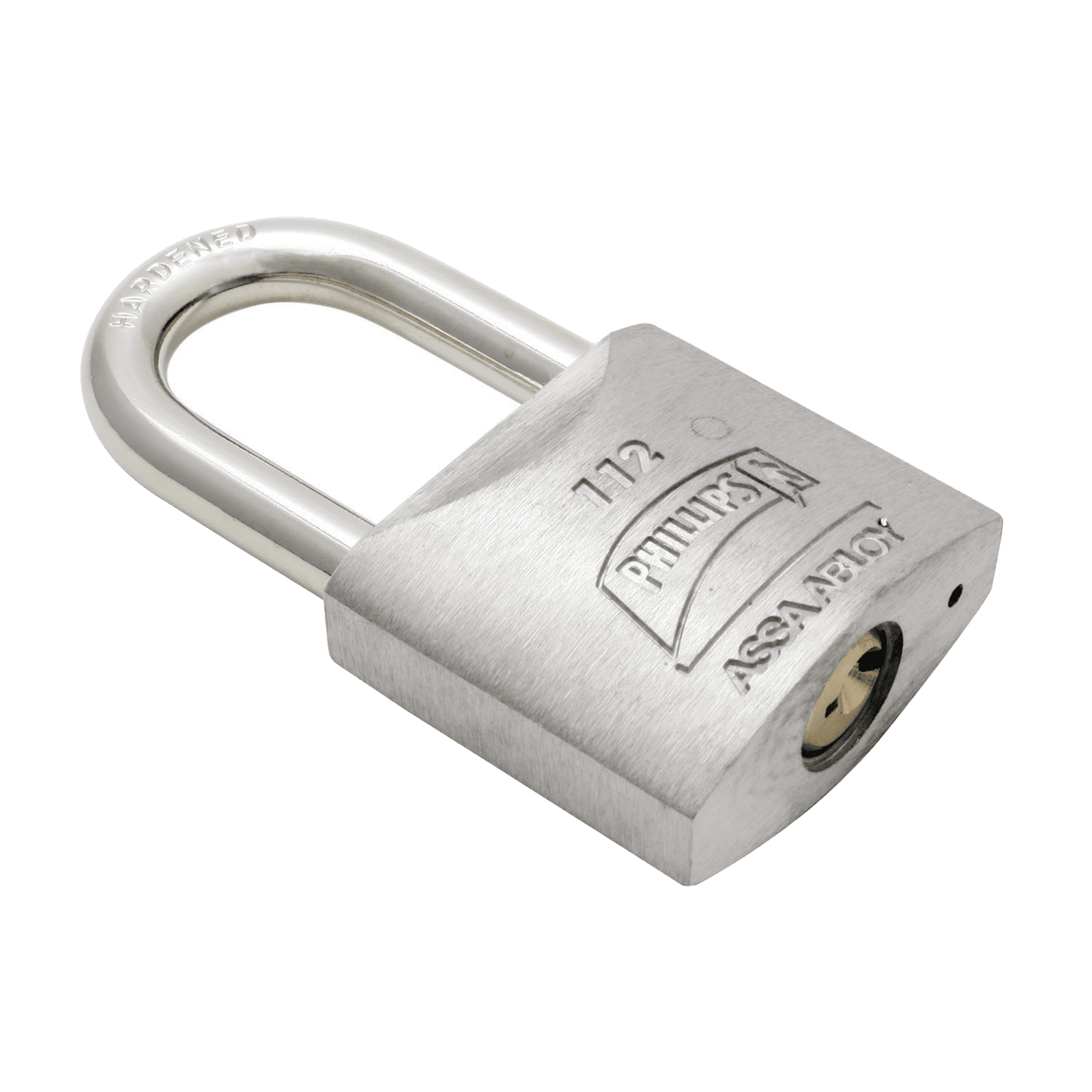 Candado Metálico de Gancho Corto / Llave PH-32 para 4 pernos de combinación / Cuenta con barreno para salida de agua. MX122 - PHILLIPS-ASSA ABLOY