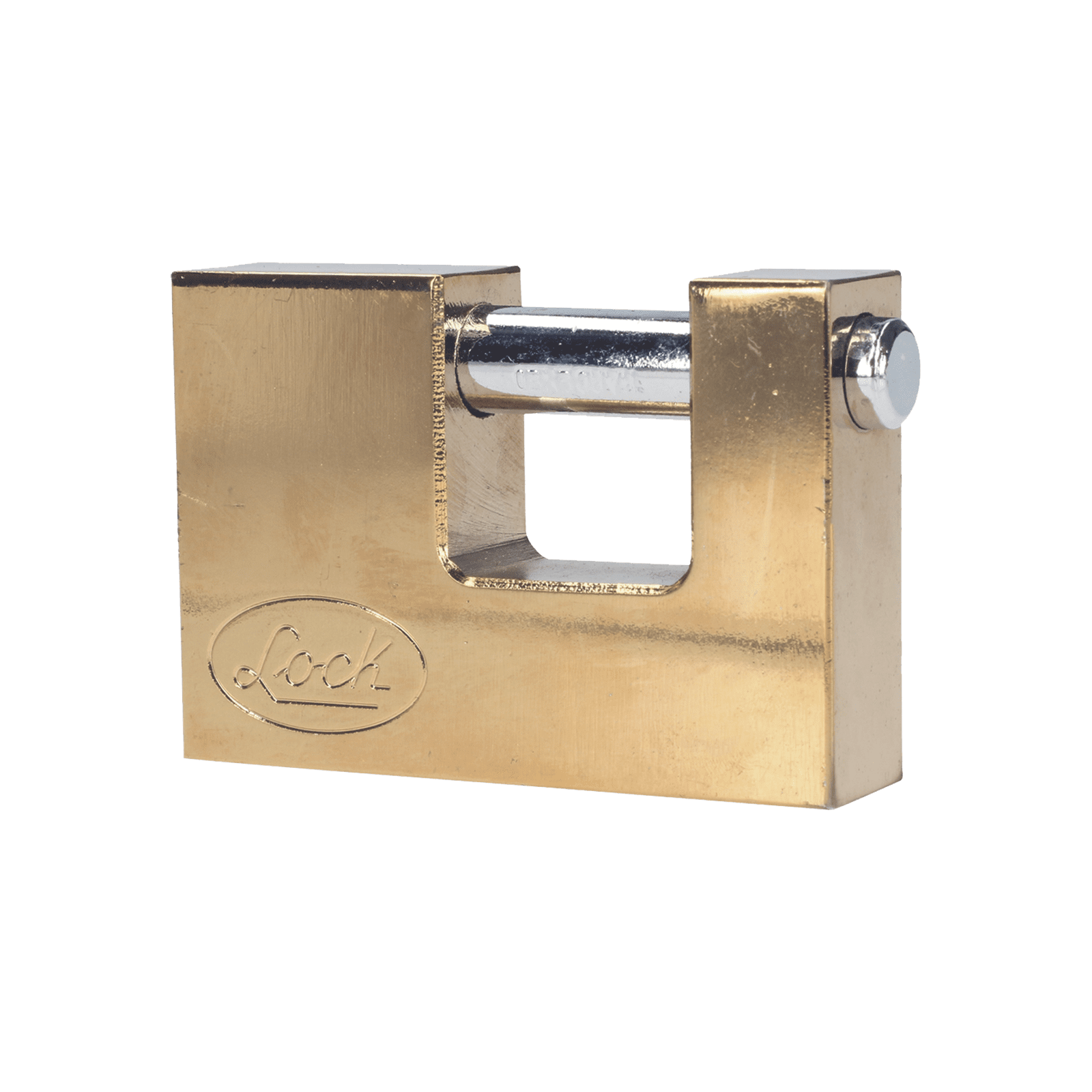 Candado de acero para Cortina Metálica / Medida 80 mm/ Acabado Latón Brillante / Nivel de Seguridad 6 / Llave Estándar. SYS-L22-C80-ELBB - LOCK