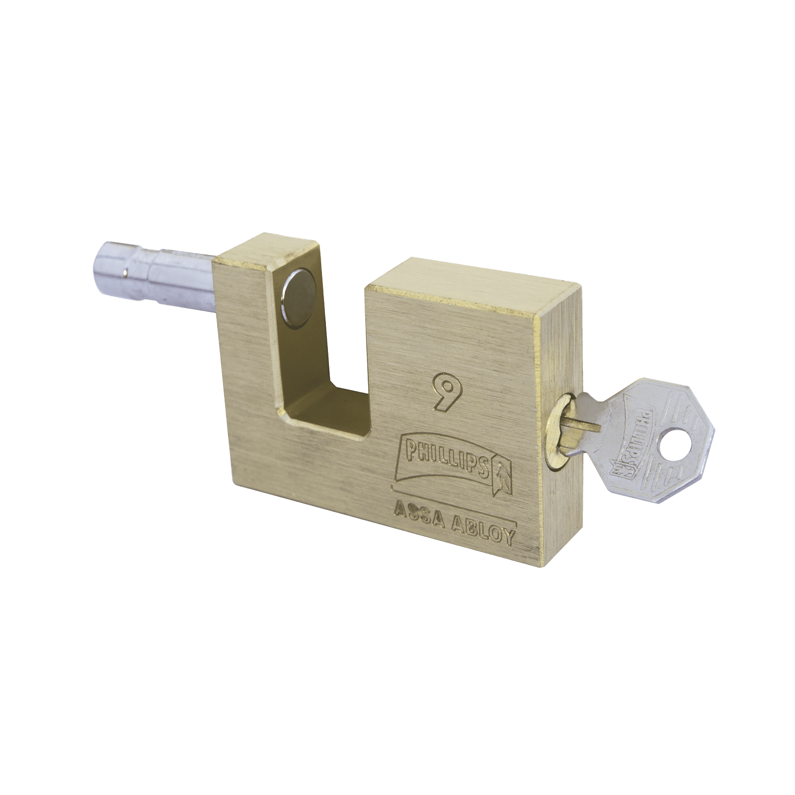 Candado para Cortina Metálica # 9 / Llave PH-52 para 5 pernos de combinación / Cuerpo de Latón. MX111 - PHILLIPS-ASSA ABLOY