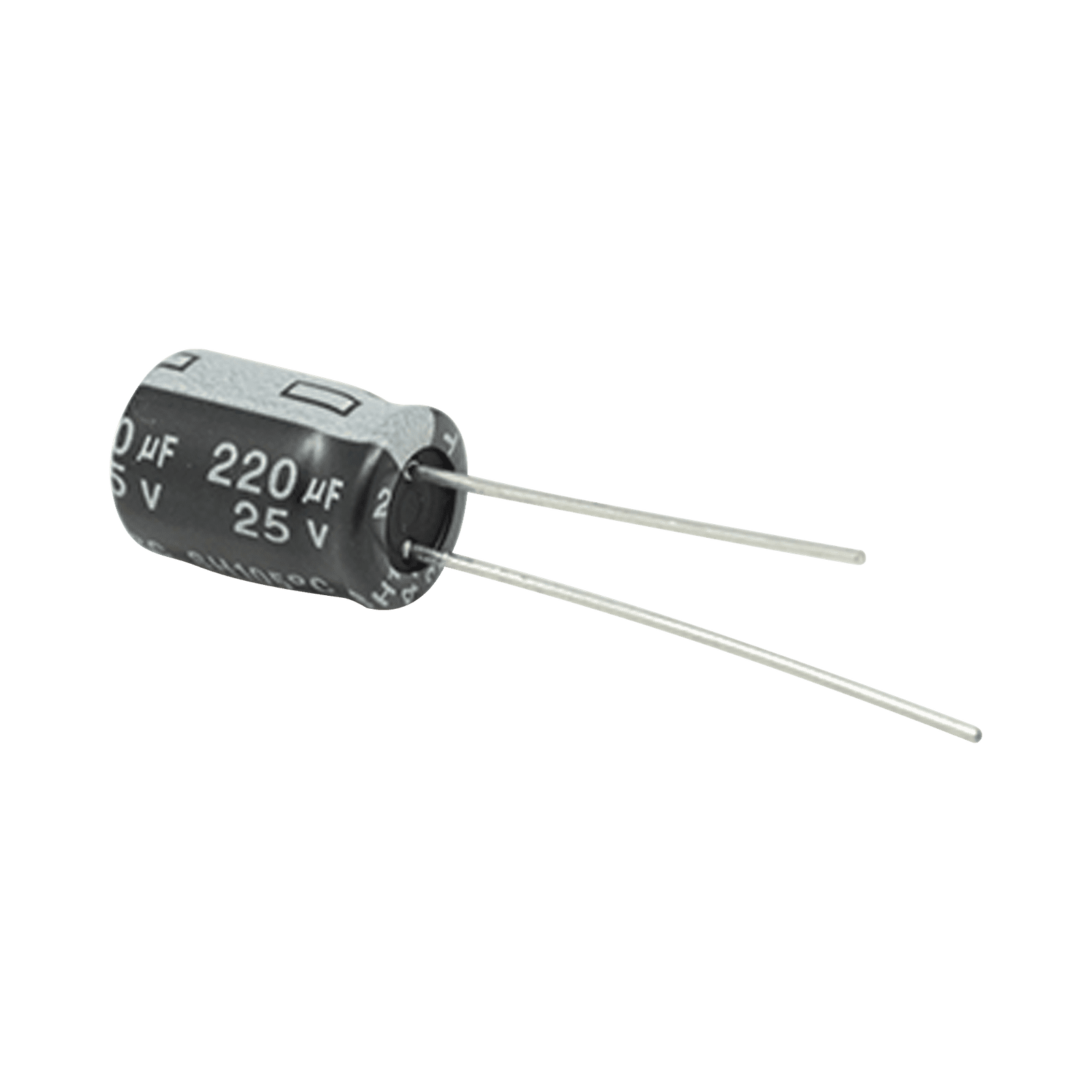 Capacitor Electrolítico de Aluminio, Radial de 220 µFd, 25 Vcc, 105 °C, 8 x 11 mm, . CE220/25V - SYSCOM