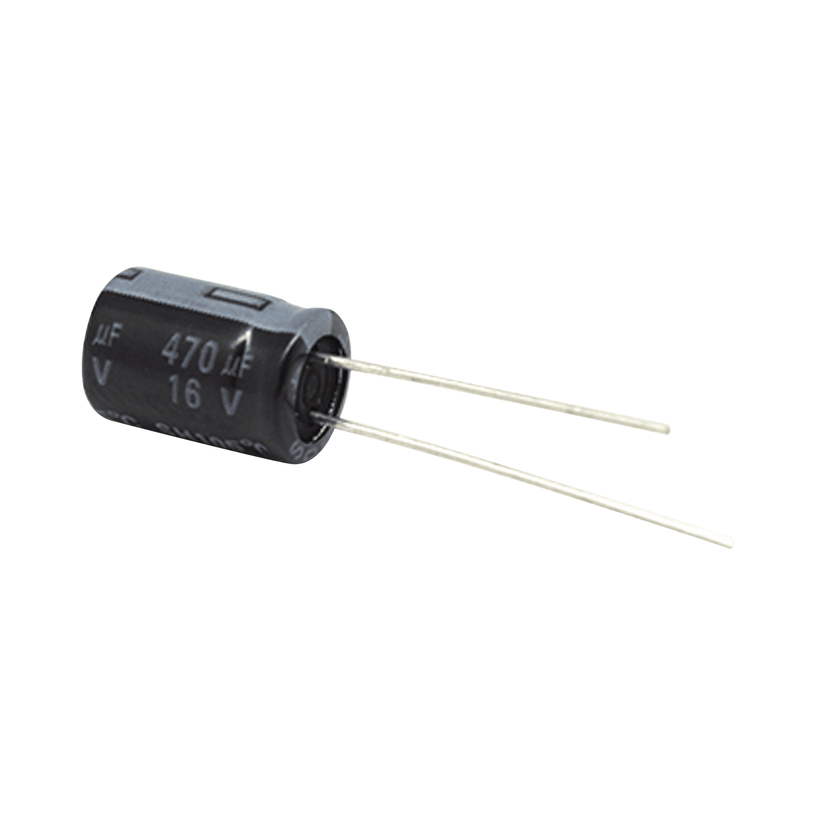 Capacitor Electrolítico de Aluminio, Radial de 470 µFd, 16 Vcc, 105 °C, 8.0 x 11 mm. CE470/16V - SYSCOM