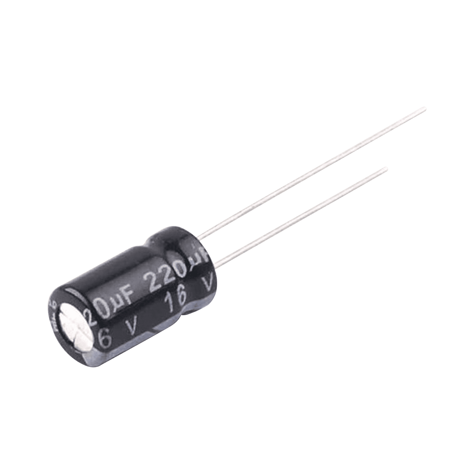 Capacitor Electrolítico en Aluminio, Radial de 220 µFd, 16 Vcc, 105 °C, 6.3 x 11 mm. CE220/16V - SYSCOM