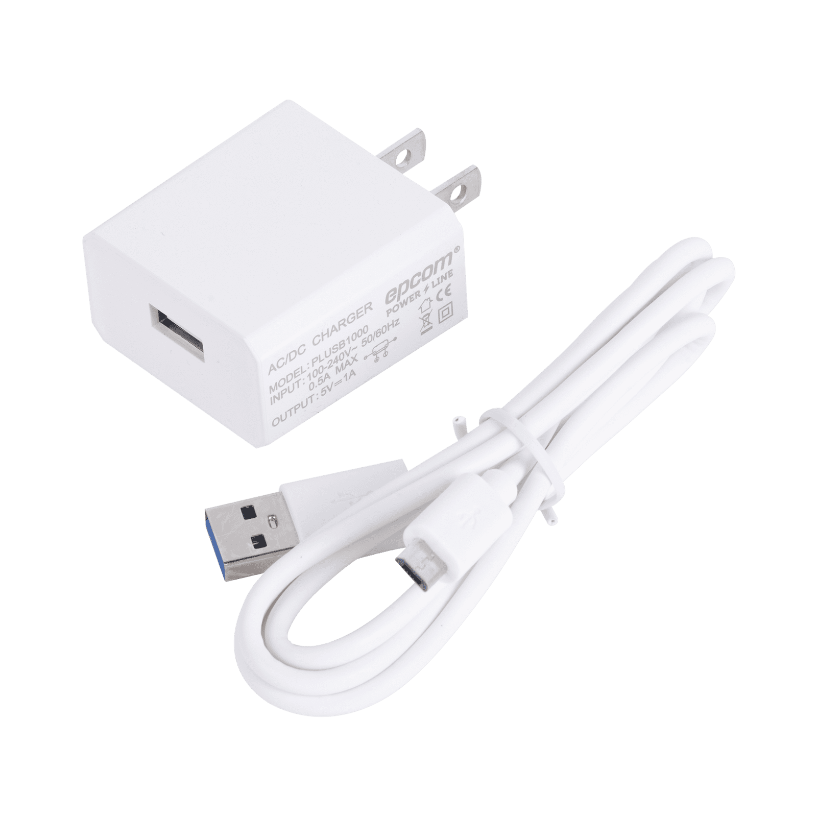 Cargador Micro-USB Profesional de 1 Puerto / 5 VCC / 1 Amper Para Smartphones y Tablets / Voltaje de Entrada de 100-240 VCA PLUSB1000V - EPCOM POWERLINE