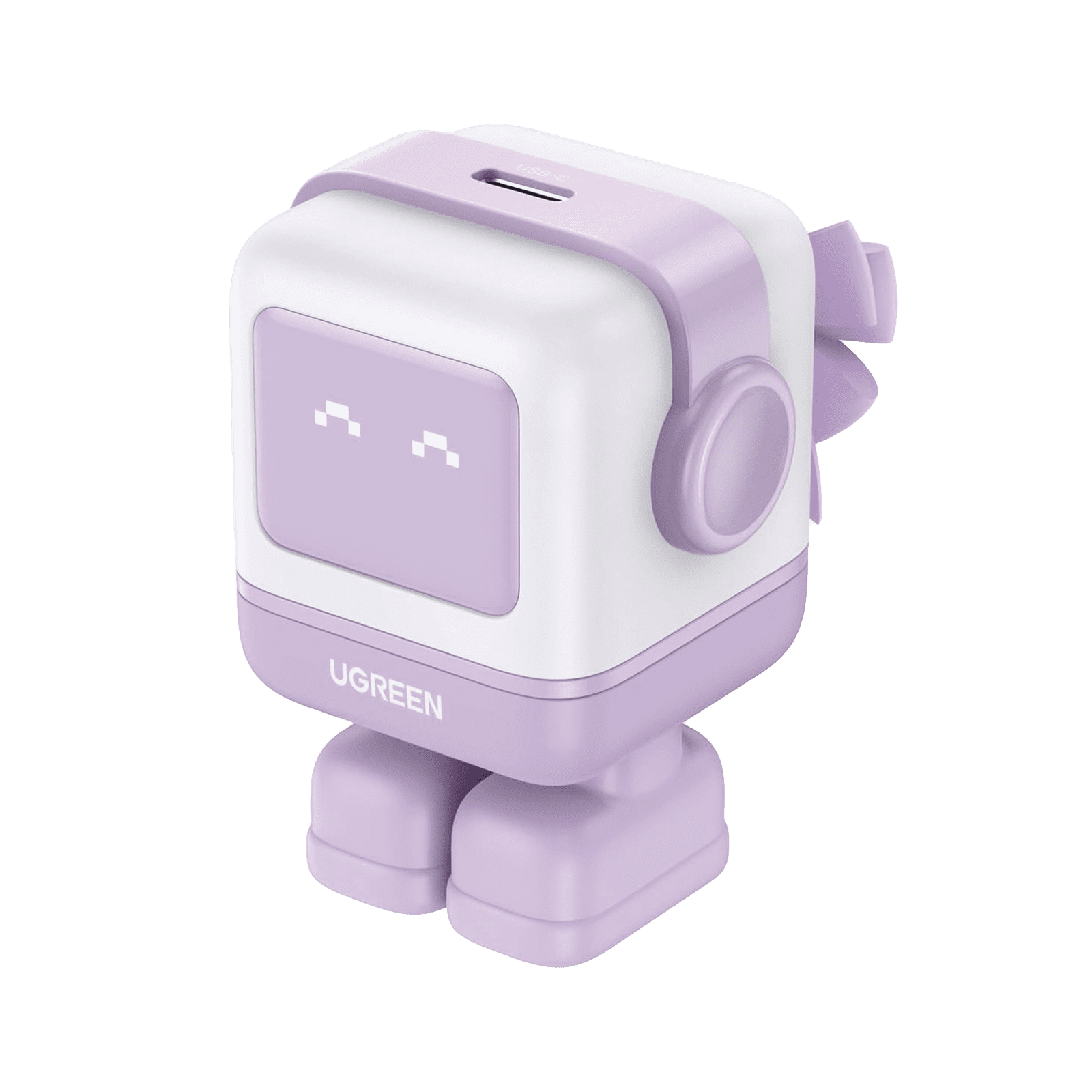 Cargador Mini GaNRobot 30W serie UNO | 1 USB-C de Carga Rápida | Tecnología GaN II | Multiprotocolo PD/QC/SCP/FCA | Carga Inteligente | Pantalla LED | Zapato Magnético Extraíble | Thermal Guard | Color Lila. 25036 - UGREEN
