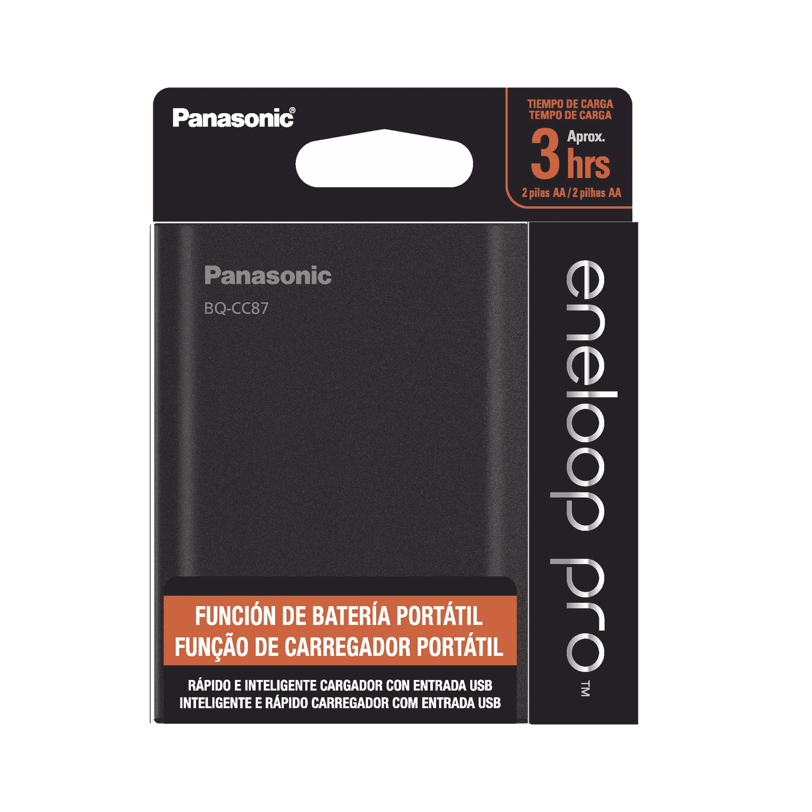 Cargador para baterías y power bank  2 en 1, carga individual y/o simultánea hasta 4 baterías, (AA y AAA, Ni-MH ) BQCCC87ABK - PANASONIC