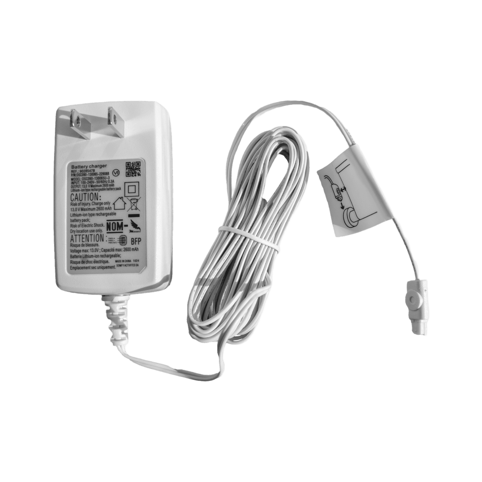 Cargador para motores inalambricos SOMFY Altus28 y Sonesse30, validar conector del motor. 9028547A - SOMFY