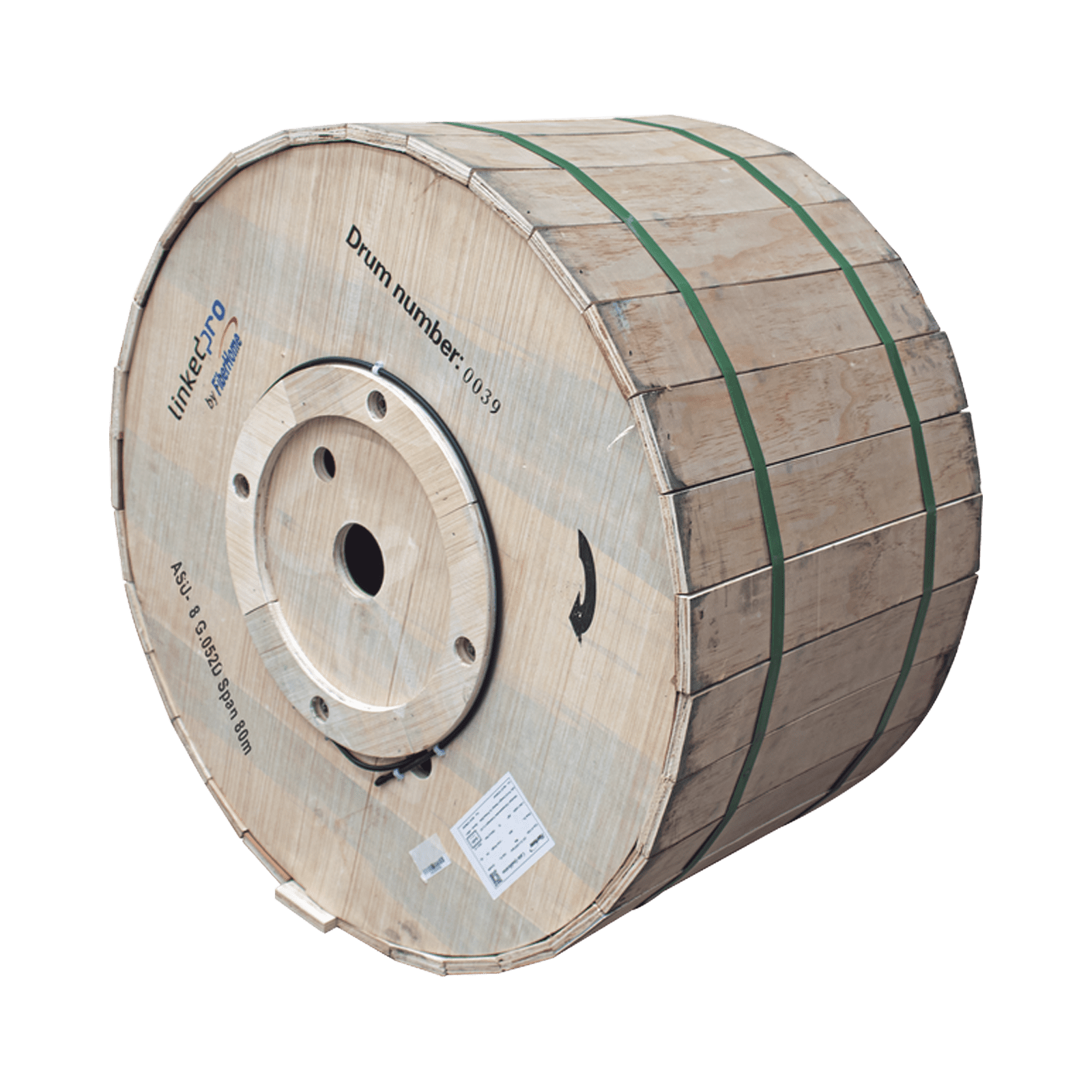 Carrete de 4 km de Fibra Óptica Aérea Mini ADSS (ASU) G.652D, Monomodo de 8 Hilos, Exterior, Span 80, Loose Tube MINI-ADSS-08C/4KM - LINKEDPRO BY FIBERHOME