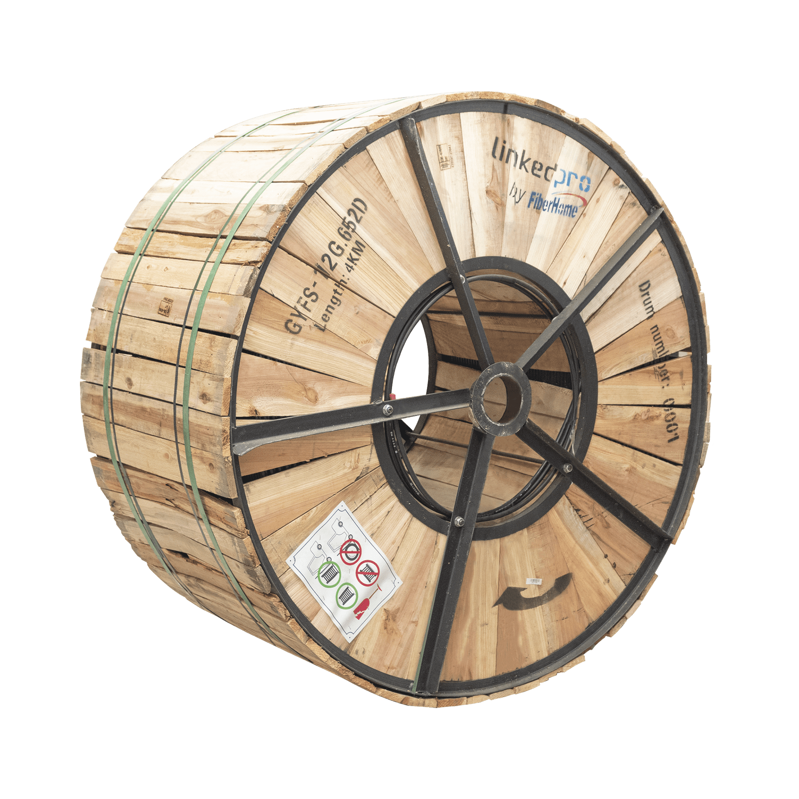 Carrete de 4 km de Fibra Óptica para Exterior G.652D, Armada, Monomodo de 12 Hilos, Loose Tube, Color Negro, Para Instalación en Ducto Subterráneo o Enterrado Directo GYFS-12C/4KM - LINKEDPRO BY FIBERHOME