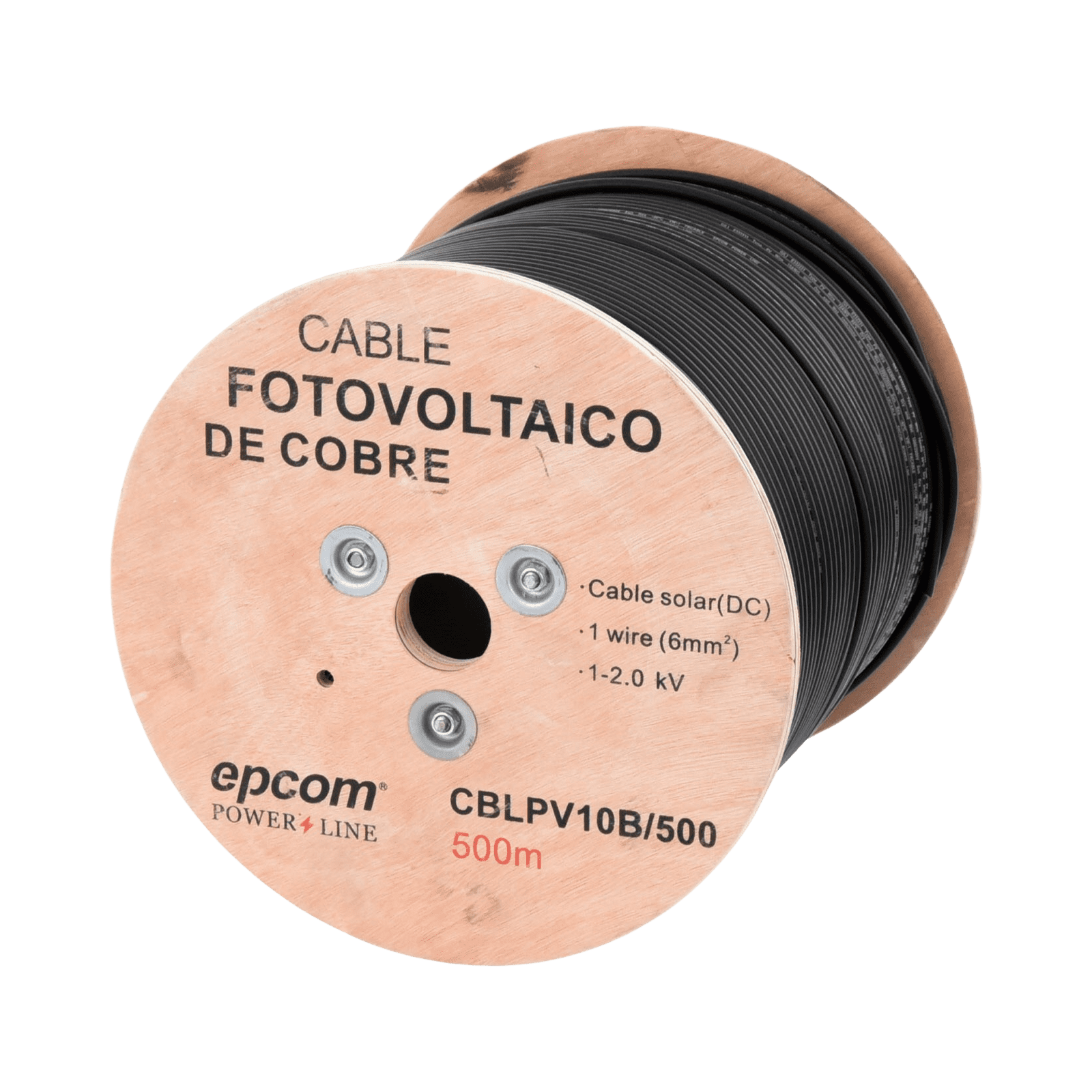 Carrete de 500 Metros / Cable Fotovoltaico Negro / 6mm² (10AWG) / Material COBRE /  2000 Vcc CBL-PV-10B/500 - EPCOM POWERLINE