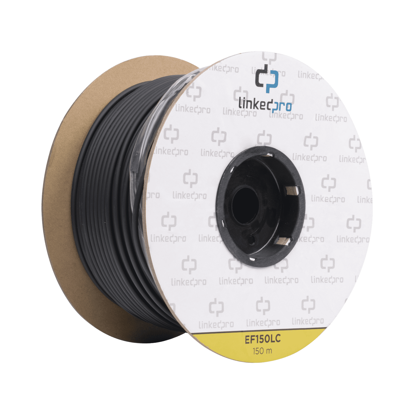 Carrete de Fibra Óptica Monomodo con conectores LC-LC Duplex, Reforzada con Kevlar, de 150 metros, Para instalaciones subterráneas por tubería EF-150-LC - LINKEDPRO BY EPCOM