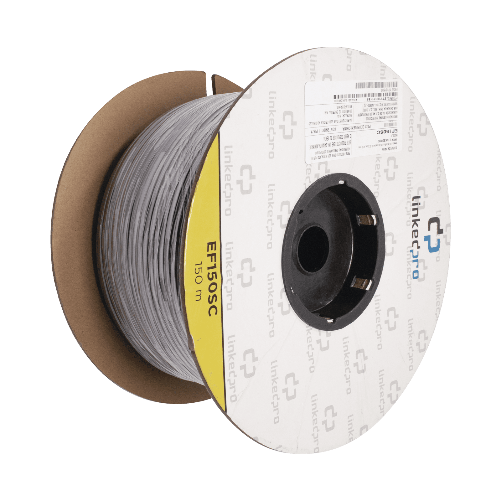 Carrete de Fibra Óptica Monomodo con conectores SC-SC Duplex, Reforzada con Kevlar, de 150 metros, Para instalaciones subterráneas por tubería EF-150-SC - LINKEDPRO BY EPCOM