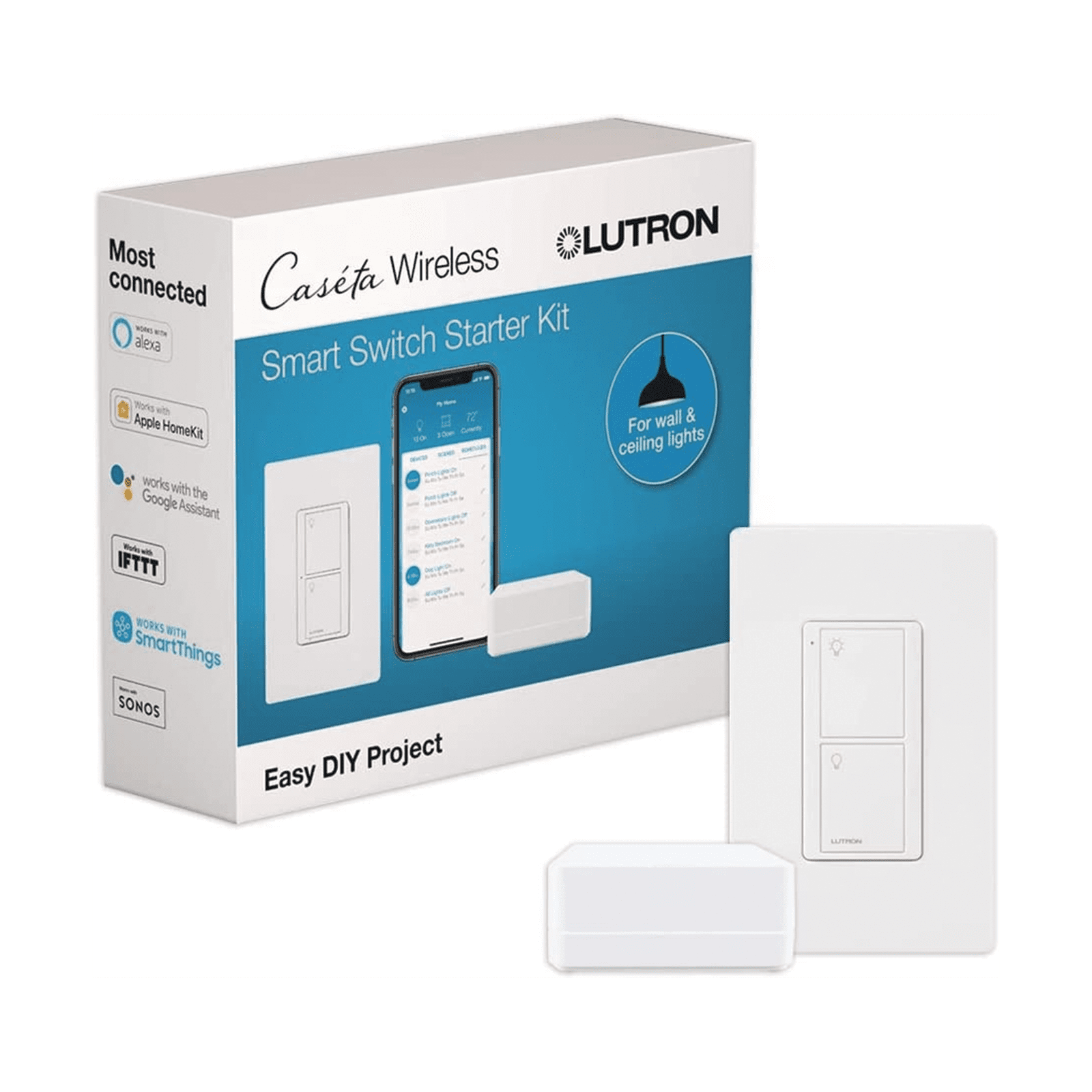 (Caseta Wireless) Kit Hub controlador, interruptor On/Off y placa. PBDGPKG1WS - LUTRON CASETA WIRELESS