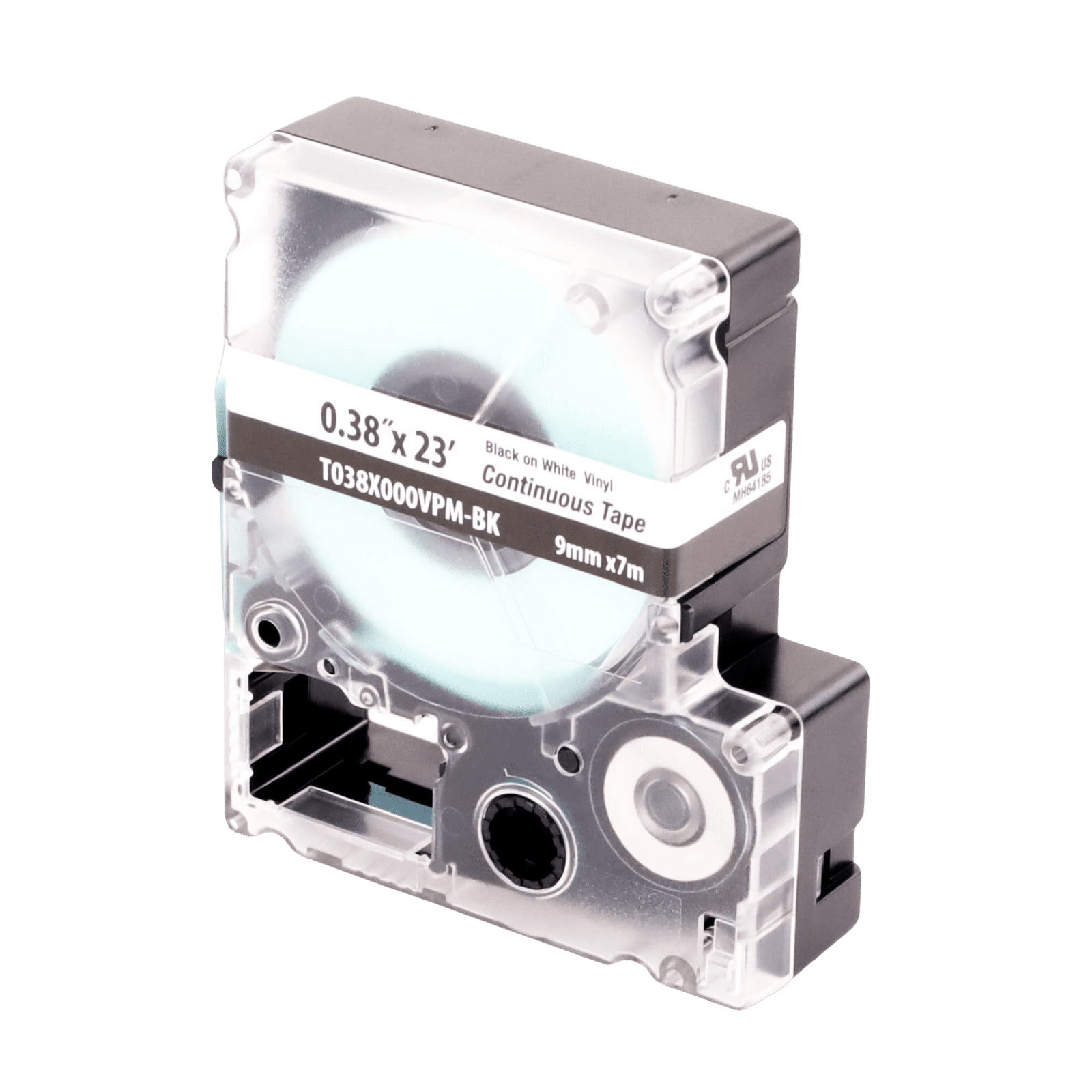 Casete de Etiquetas de Vinilo de Cinta Continua, Color Negro Sobre Blanco, Uso Interior/Exterior, 9 mm de Ancho x 7.6 Metros de Largo T038X000VPM-BK - PANDUIT