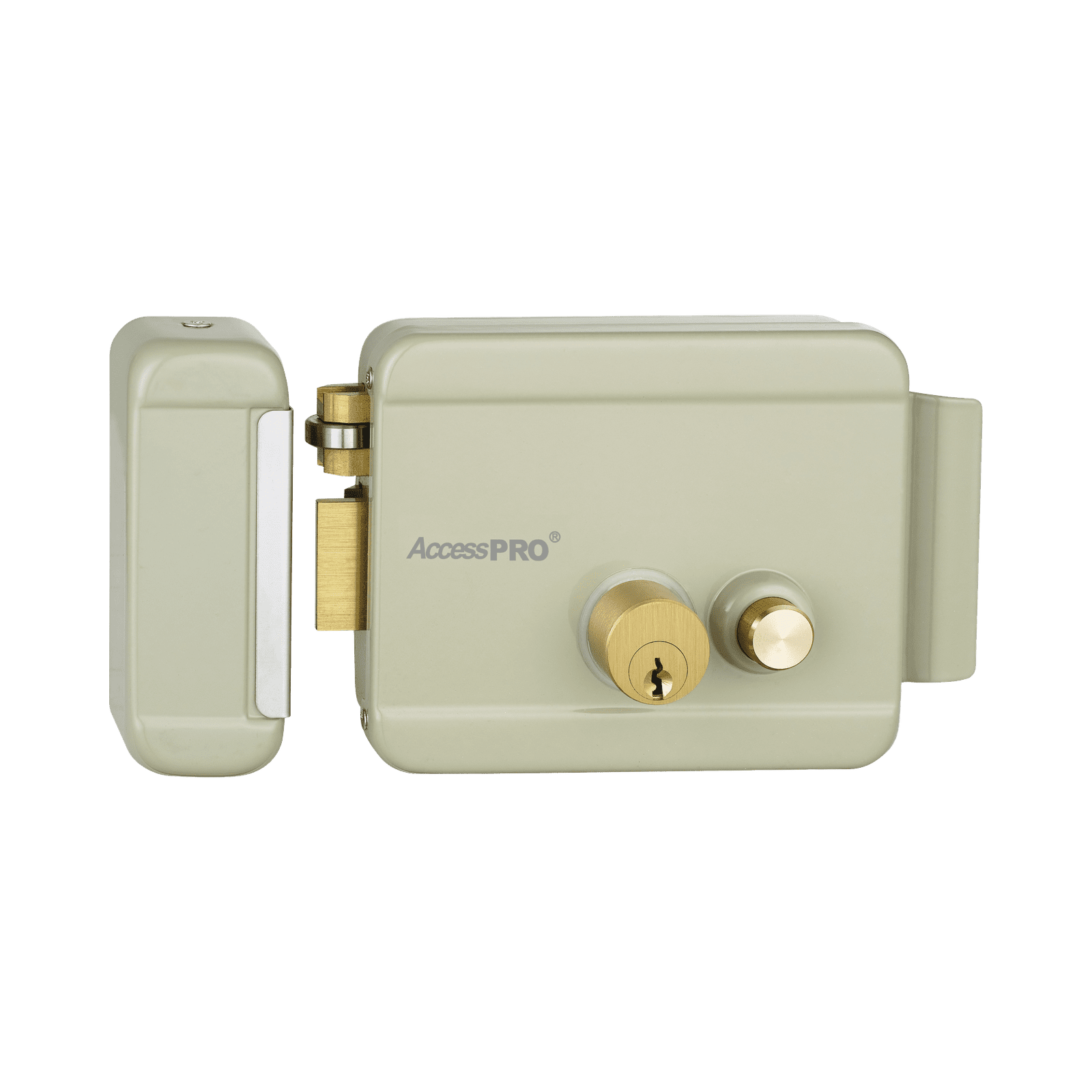 Cerradura Eléctrica con Botón de Salida / Incluye Llave  / Exterior / Izquierda ACCESSRIMBL - AccessPRO