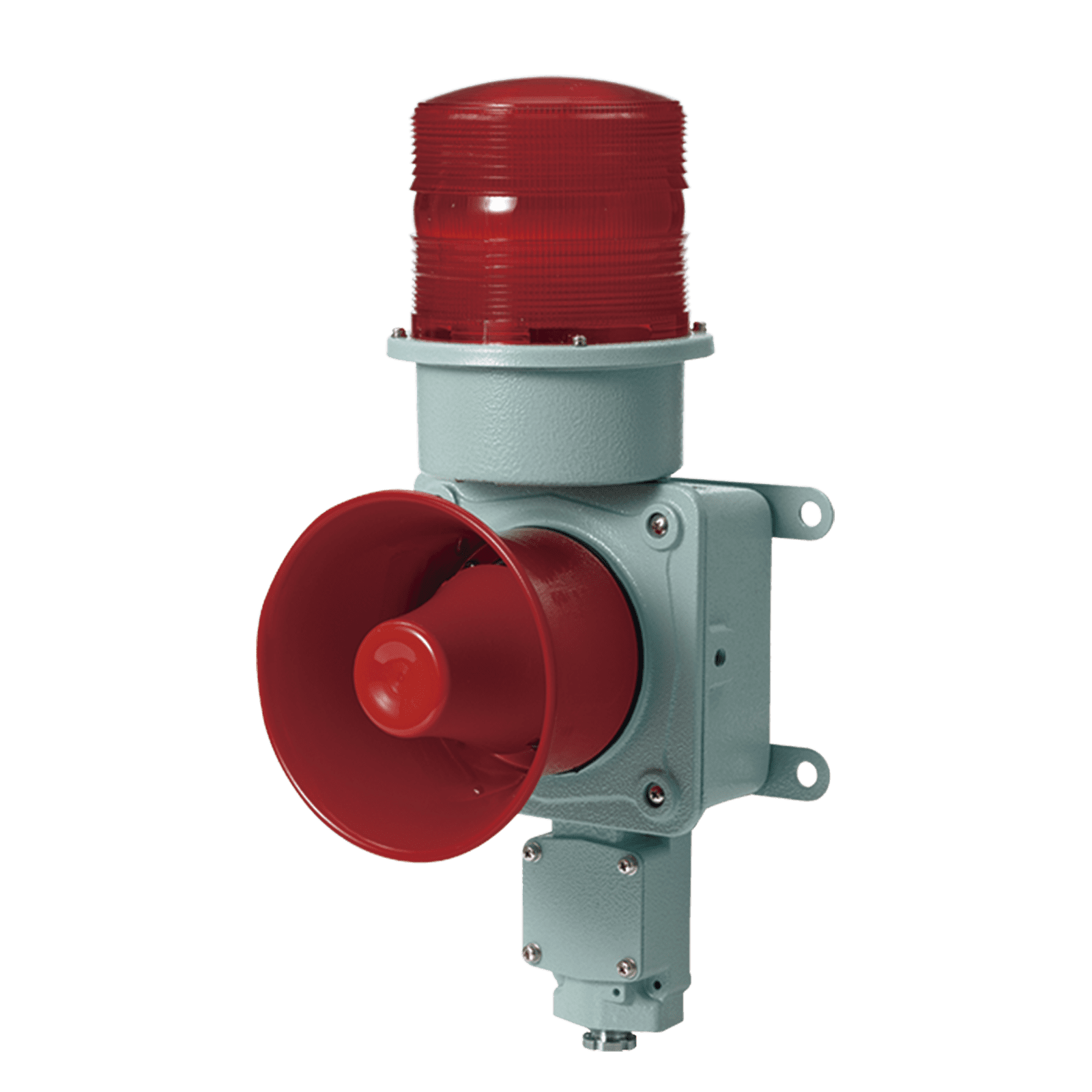 Combinación de baliza LED color roja con sirena electrónica para aplicaciones de la industria pesada  máx.114 dB a 24 VCD SDL-WS-24-R - QLIGHT