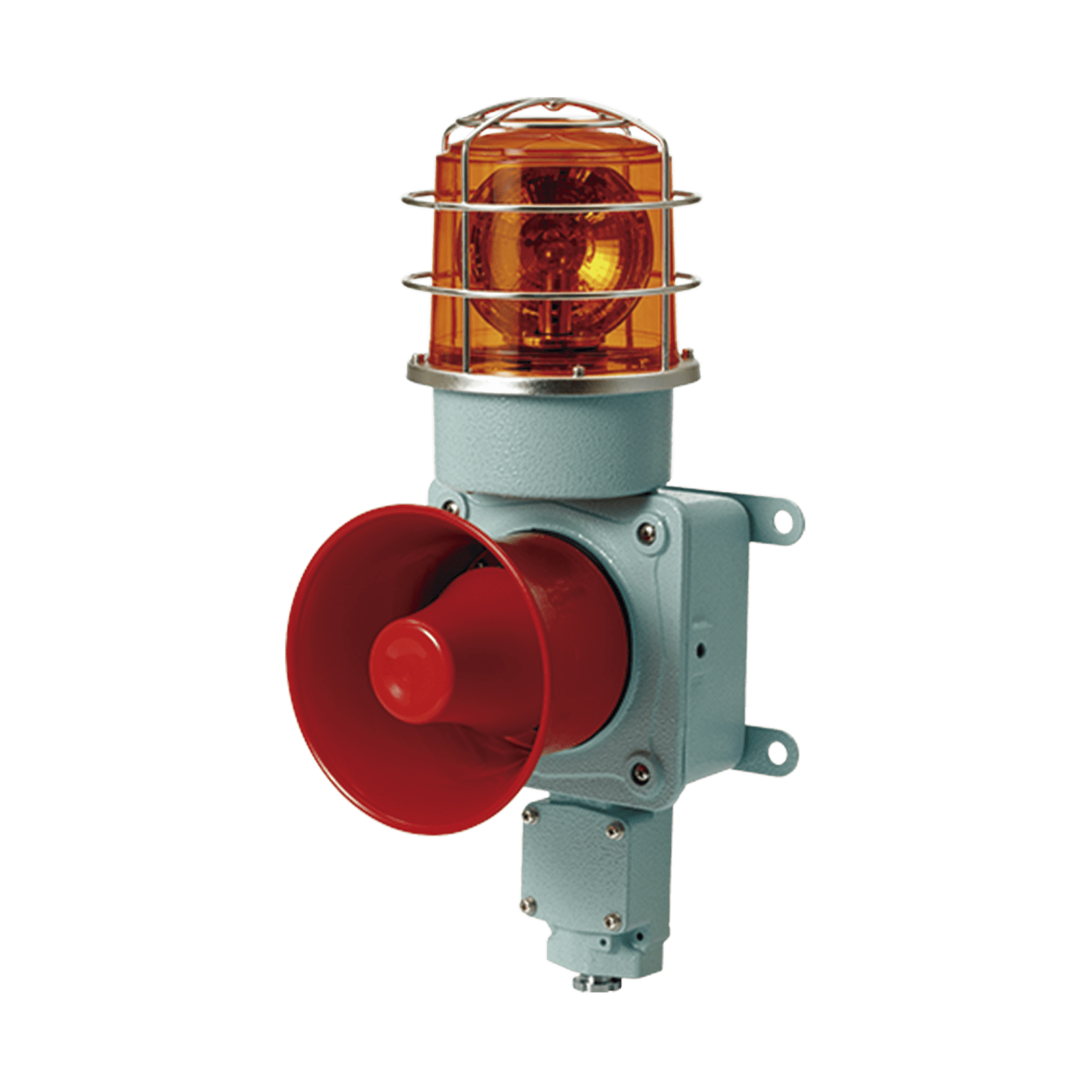 Combinación de luz de advertencia giratoria color Ámbar con bocina eléctrica para aplicaciones de la industria a 24 VCD, máx. 120 dB SMDP-WS-24-A - QLIGHT