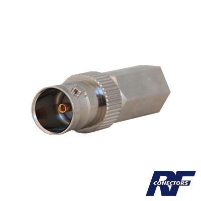 Conector BNC Hembra en 75 Ohm, Tipo Roscable para cable Coaxial RG-59/U, Níquel/ Plata/ Delrin. RFB-1722 - RF INDUSTRIES,LTD