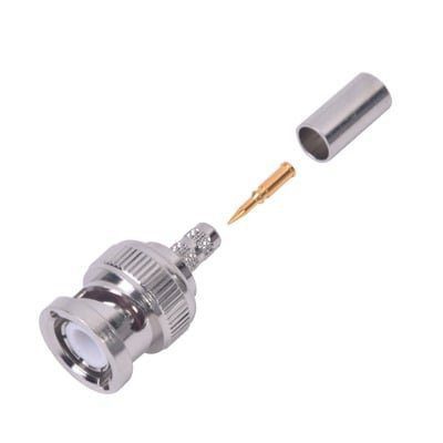Conector BNC Macho de Anillo Plegable para Cable LMR-195, RG-58/U, RG-142, Níquel/ Oro/ Teflón. RFB-1106-2T - RF INDUSTRIES,LTD