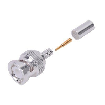 Conector BNC Macho de Anillo Plegable para Cable LMR-195, RG-58/U, RG-142/U, Plata/Oro/Teflón. RFB-1106-2ST - RF INDUSTRIES,LTD