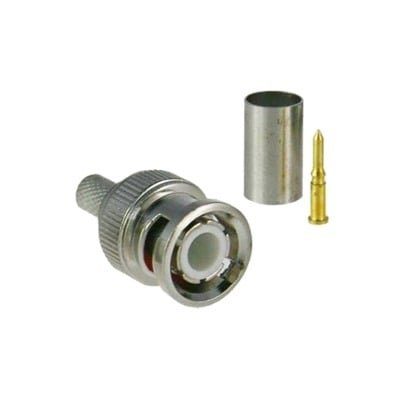Conector BNC macho para 75 Ohm, de 3 piezas en línea, anillo plegable para cable RG-59/U en aplicación de CCTV, Níquel/ Oro/ Teflón. TT-RG-91 - EPCOM TITANIUM