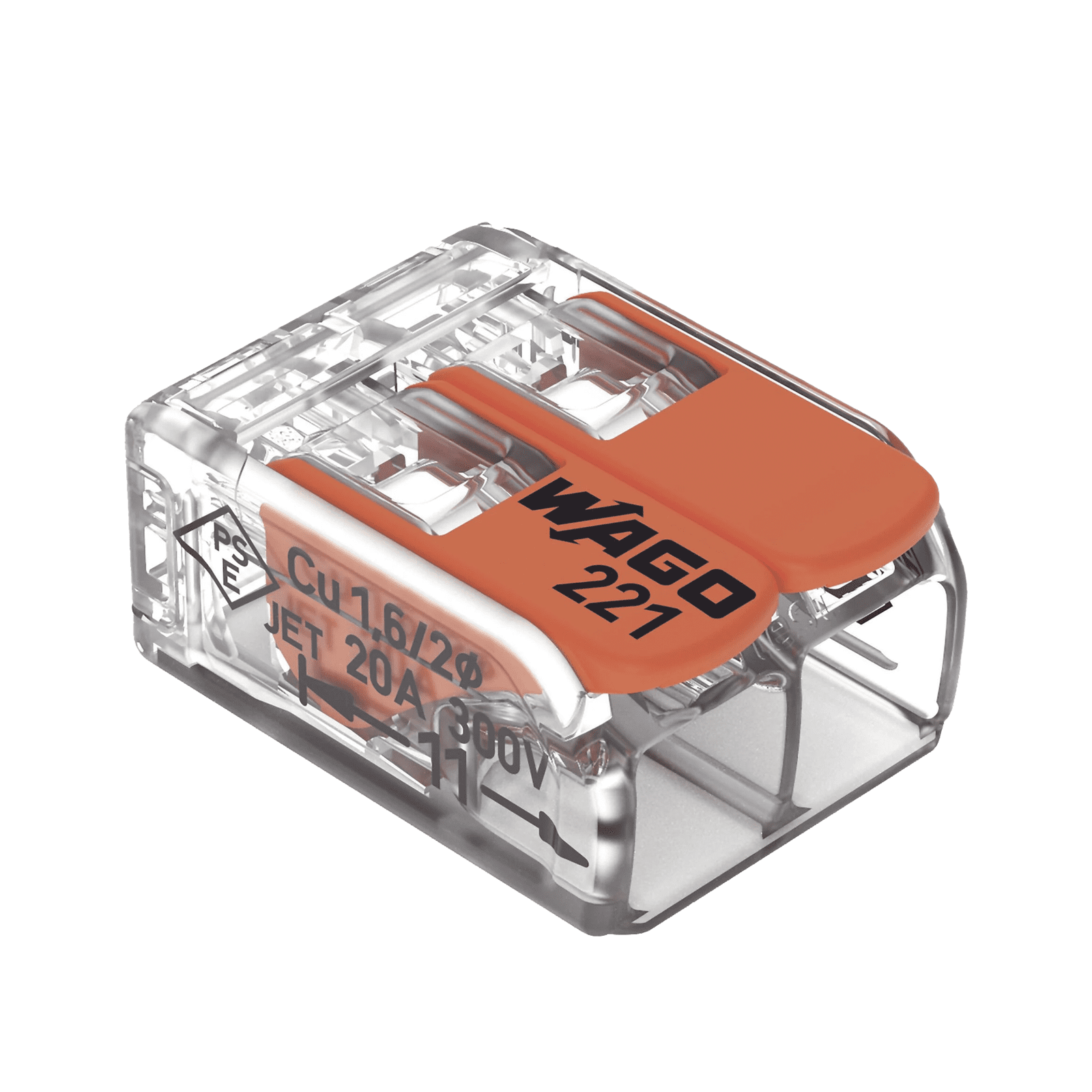 Conector Compacto para 1 Cable de Entrada 1 Cable de Salida / Cables Compatibles 28AWG-12AWG 221-412 - WAGO