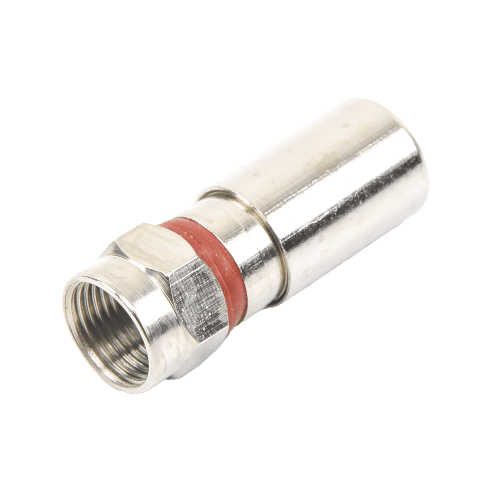 Conector F Macho de Compresión, Metálico para cable RG-6, Cuerpo de Bronce Niquelado. TT-CON-510-RG6 - EPCOM TITANIUM