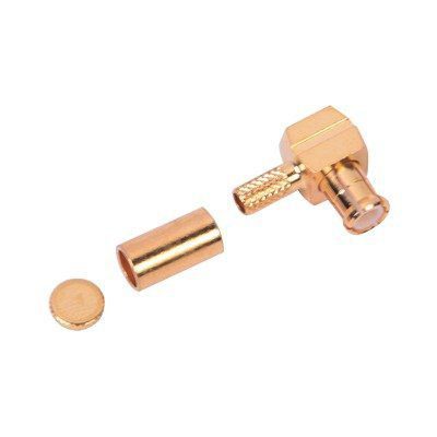 Conector MCX Macho en Ángulo Recto de Anillo Plegable para Cable RG-174/U, 8216, Oro/ Oro/ Teflón. RMX-8010-1B - RF INDUSTRIES,LTD