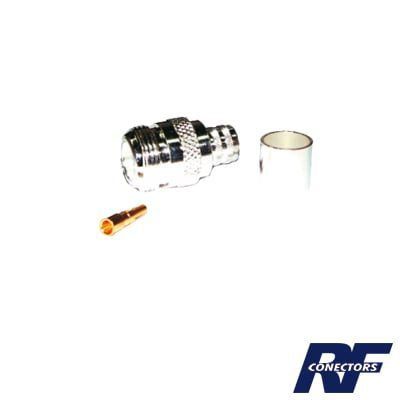 Conector N Hembra de Anillo Plegable para Cables 9913, 8214, LMR-400, RG8/U-SYS, RFLASH-1113, Plata/ Oro/ Teflón. RFN-1028-SI - RF INDUSTRIES,LTD