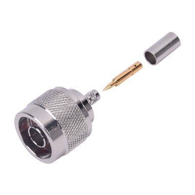 Conector N Macho de Anillo Plegable para Cables Coaxiales RG-58/U, RG-142/U, LMR-195, NÃ­quel/ Oro/ TeflÃ³n.â?? RFN-1005-2N - RF INDUSTRIES,LTD