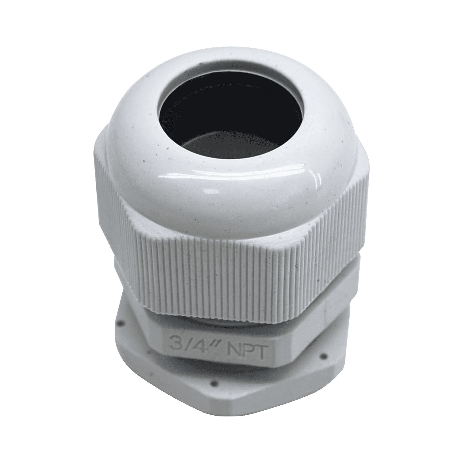Conector Plástico Blanco Tipo Glándula para Rosca NPT 3/4″ TXG-PG-34N - TXPRO