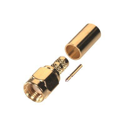Conector SMA Macho Inverso de Anillo Plegable para Cables 9258, RG-8/X, LMR-240, Oro/Oro/Teflón. RP-3000-1X - RF INDUSTRIES,LTD