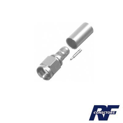 Conector SMA Macho de anillo plegable para cable RG-58/U, Niquel / Oro / Teflón. RSA-3000-C - RF INDUSTRIES,LTD