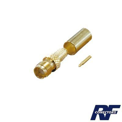 Conector SMA hembra inverso de anillo plegable para cable RG-58/U, Oro/ Oro Teflón. RP-3050-1C - RF INDUSTRIES,LTD